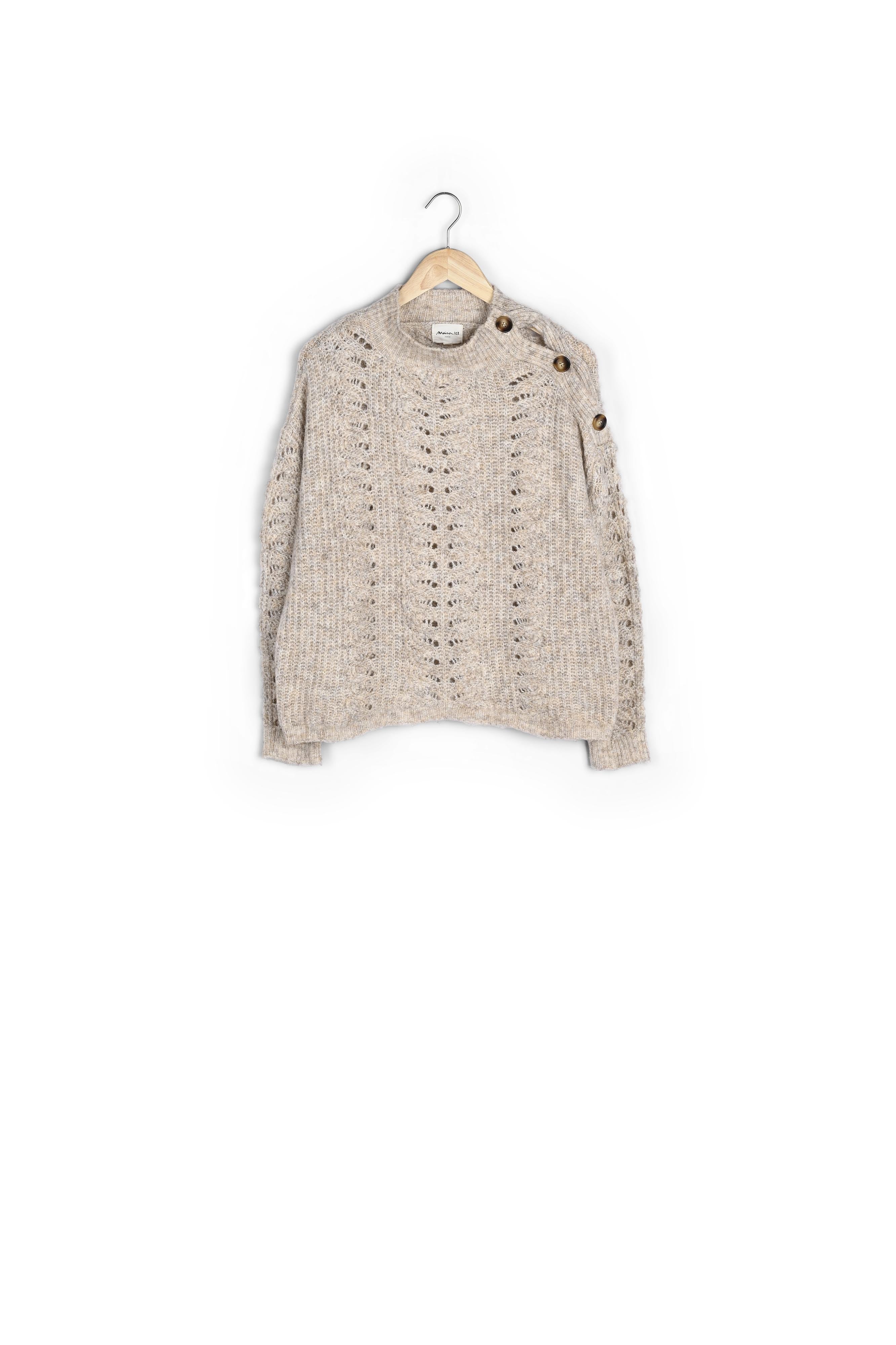 Pull oversize et ajouré beige Tydiane Faume - seconde main