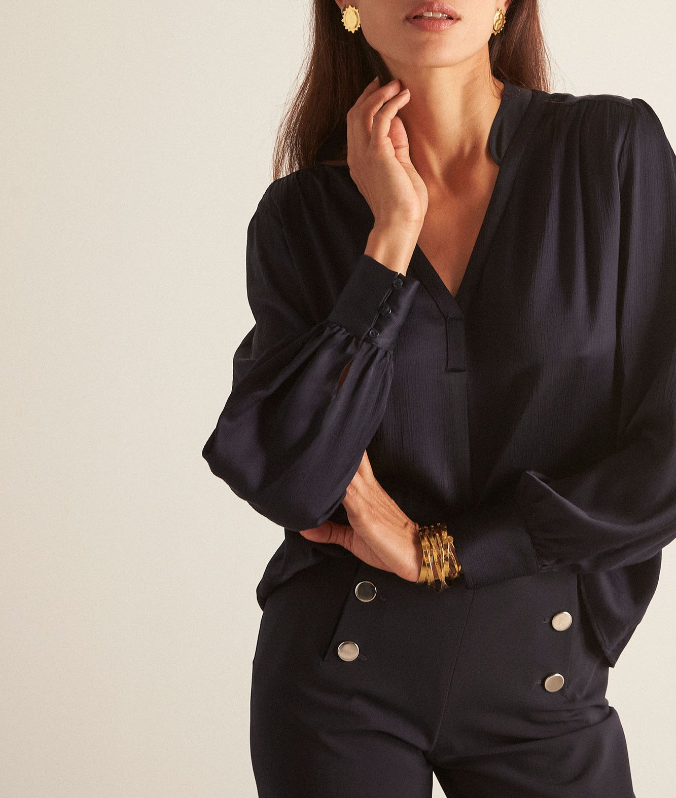 Blouse fluide marine Chlea Faume - seconde main