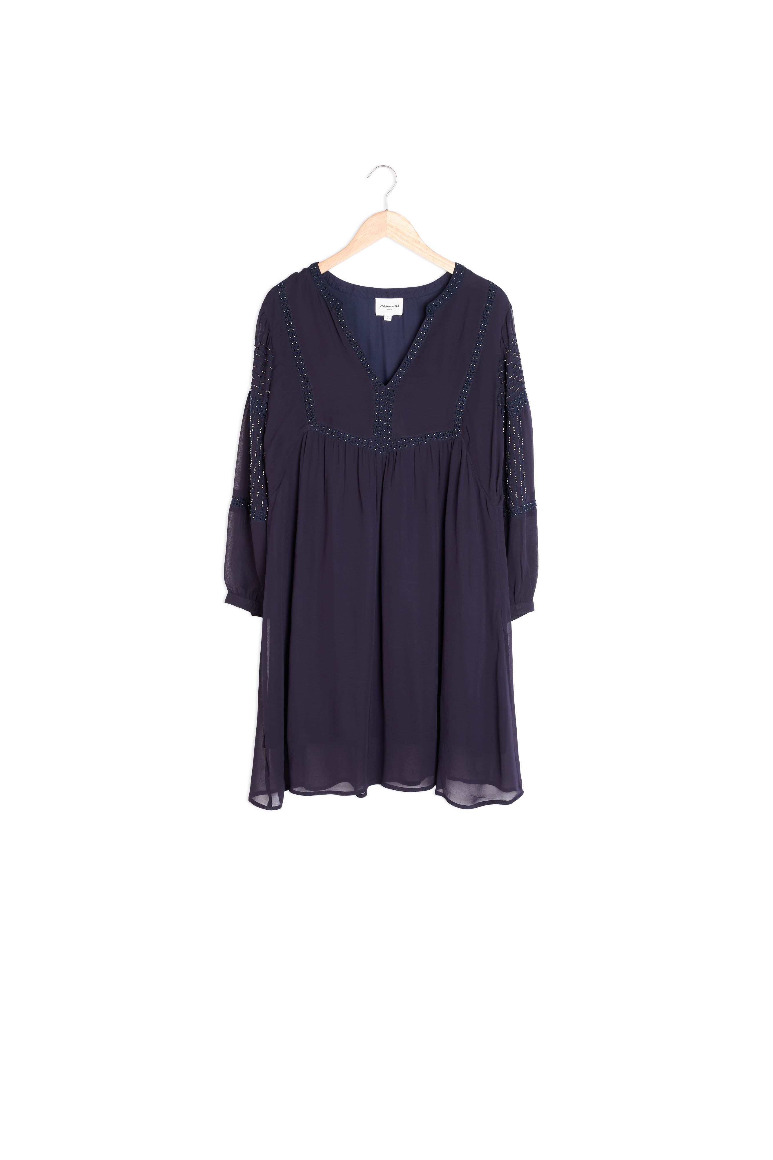 Robe courte perlée marine Nelly Faume - seconde main