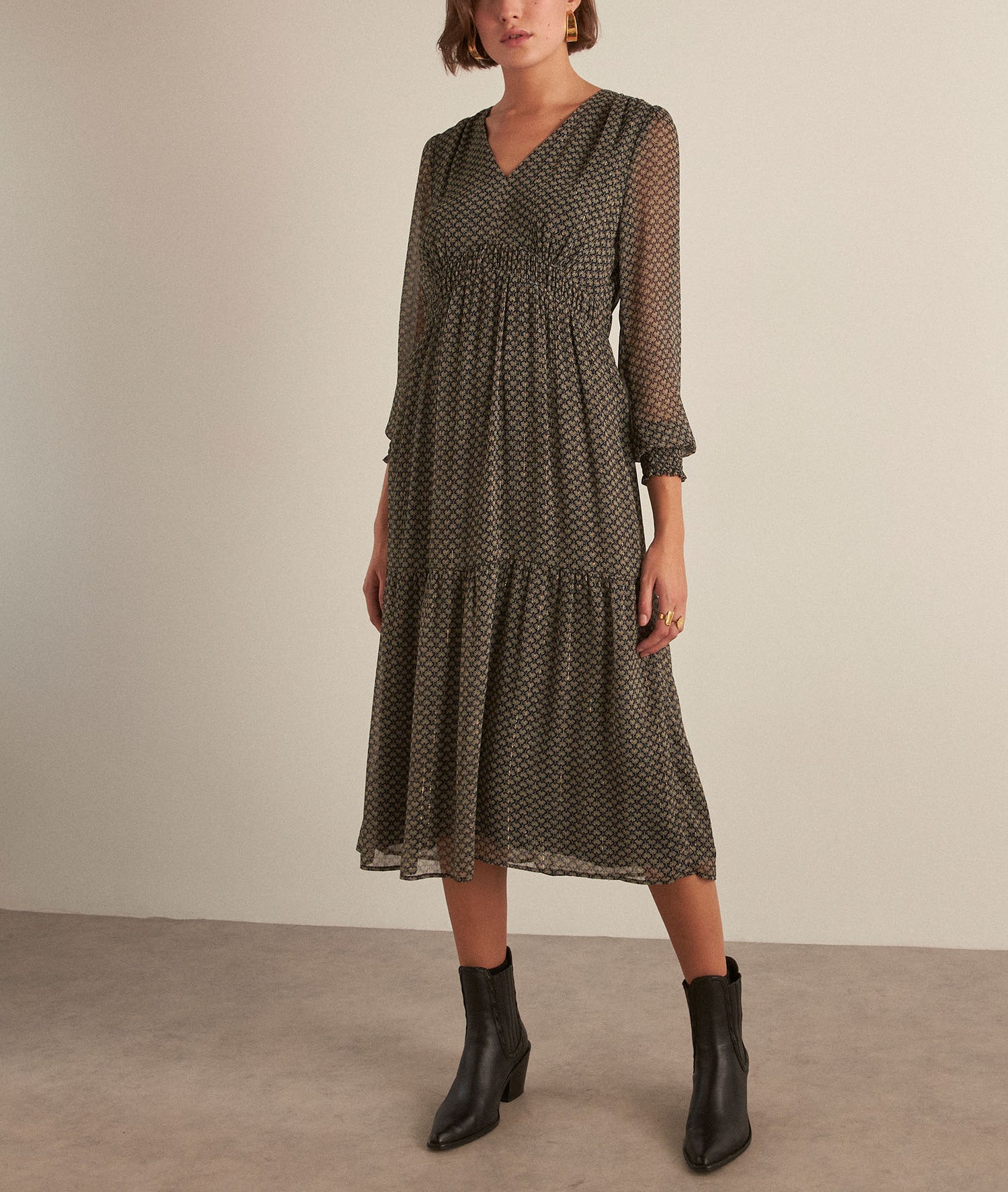 Robe longue imprimée noire Holive Faume - seconde main