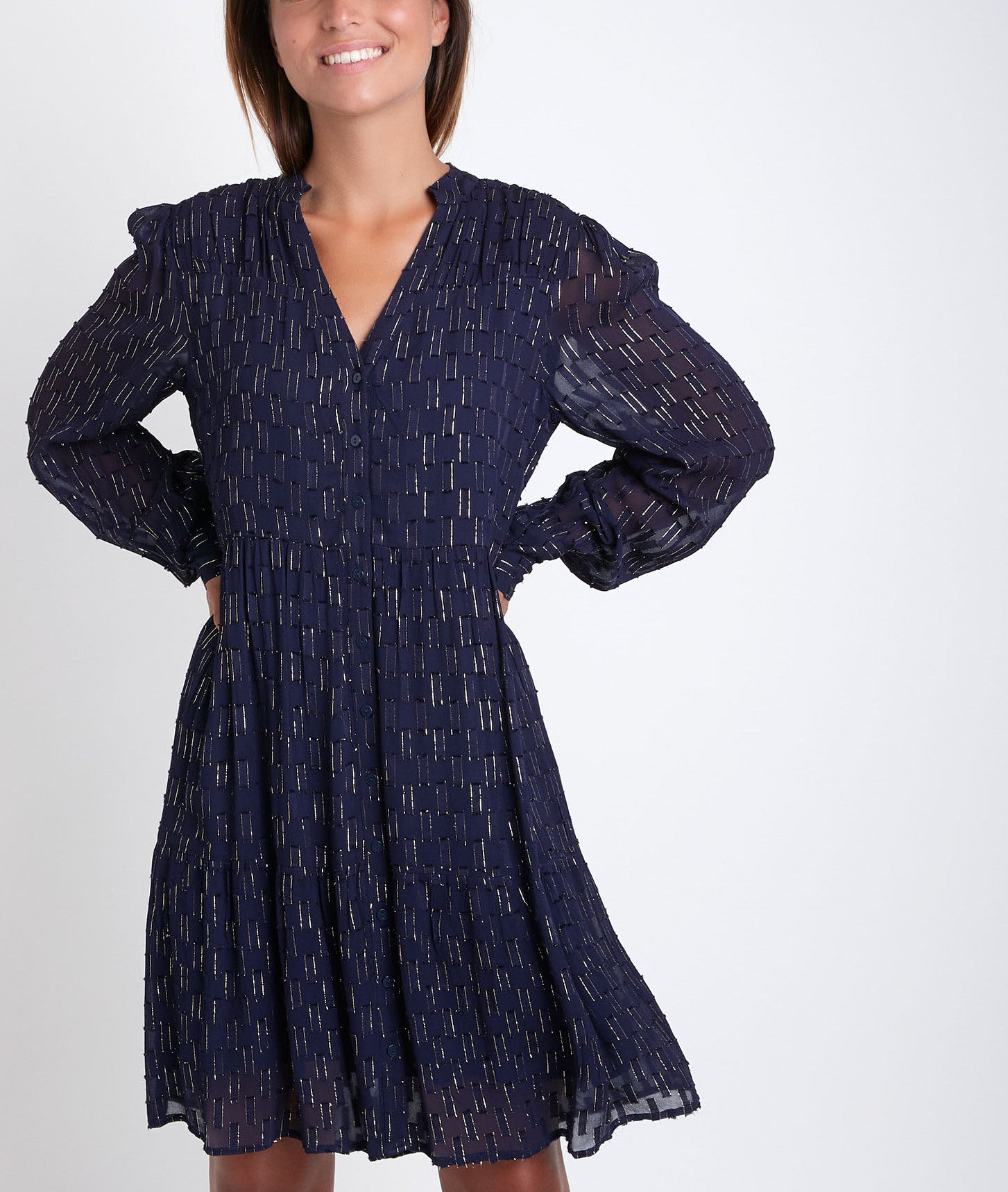 Robe marine à lurex Cassandra Faume - seconde main