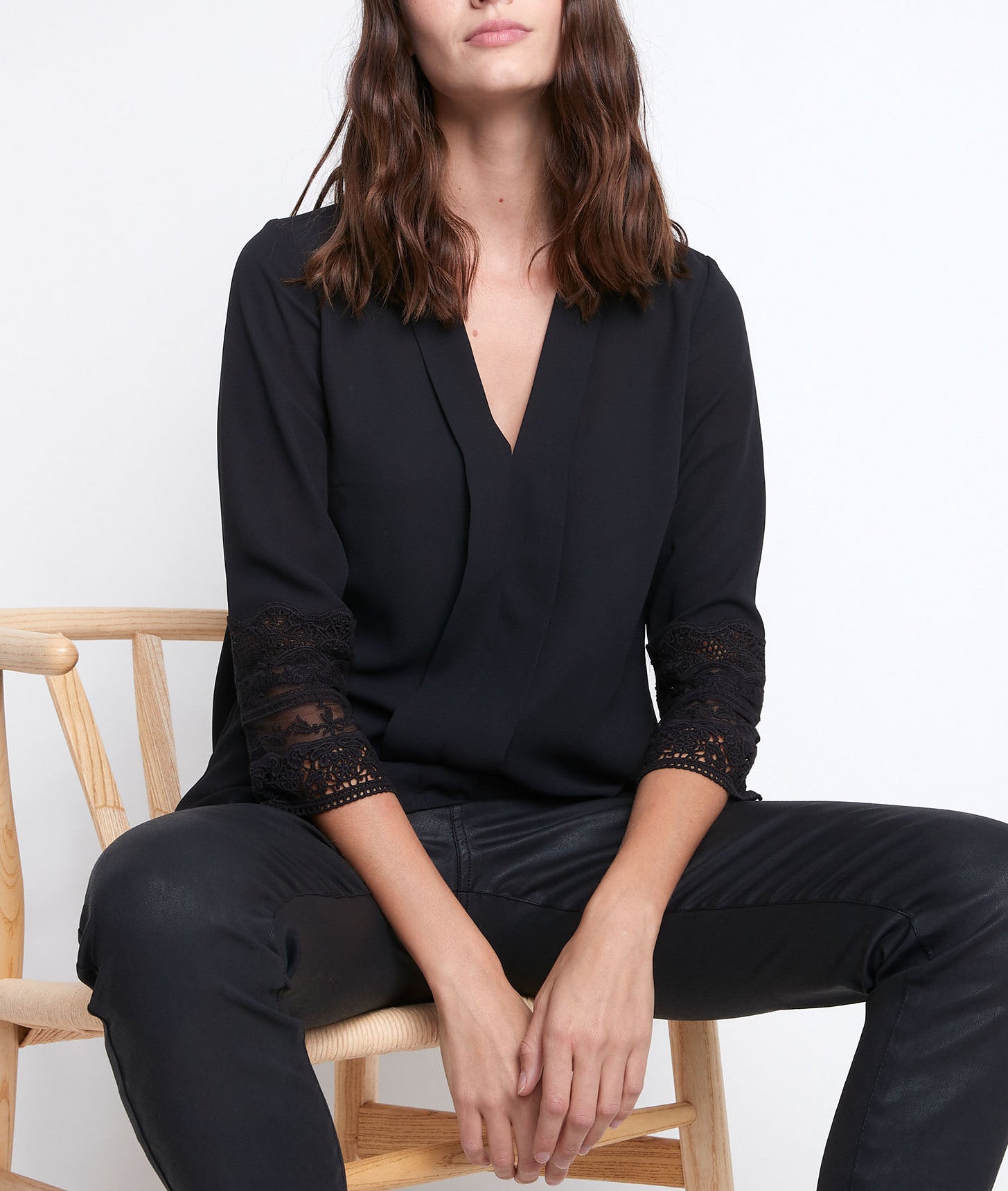 Blouse en polyester recyclé noire Janis Faume - seconde main