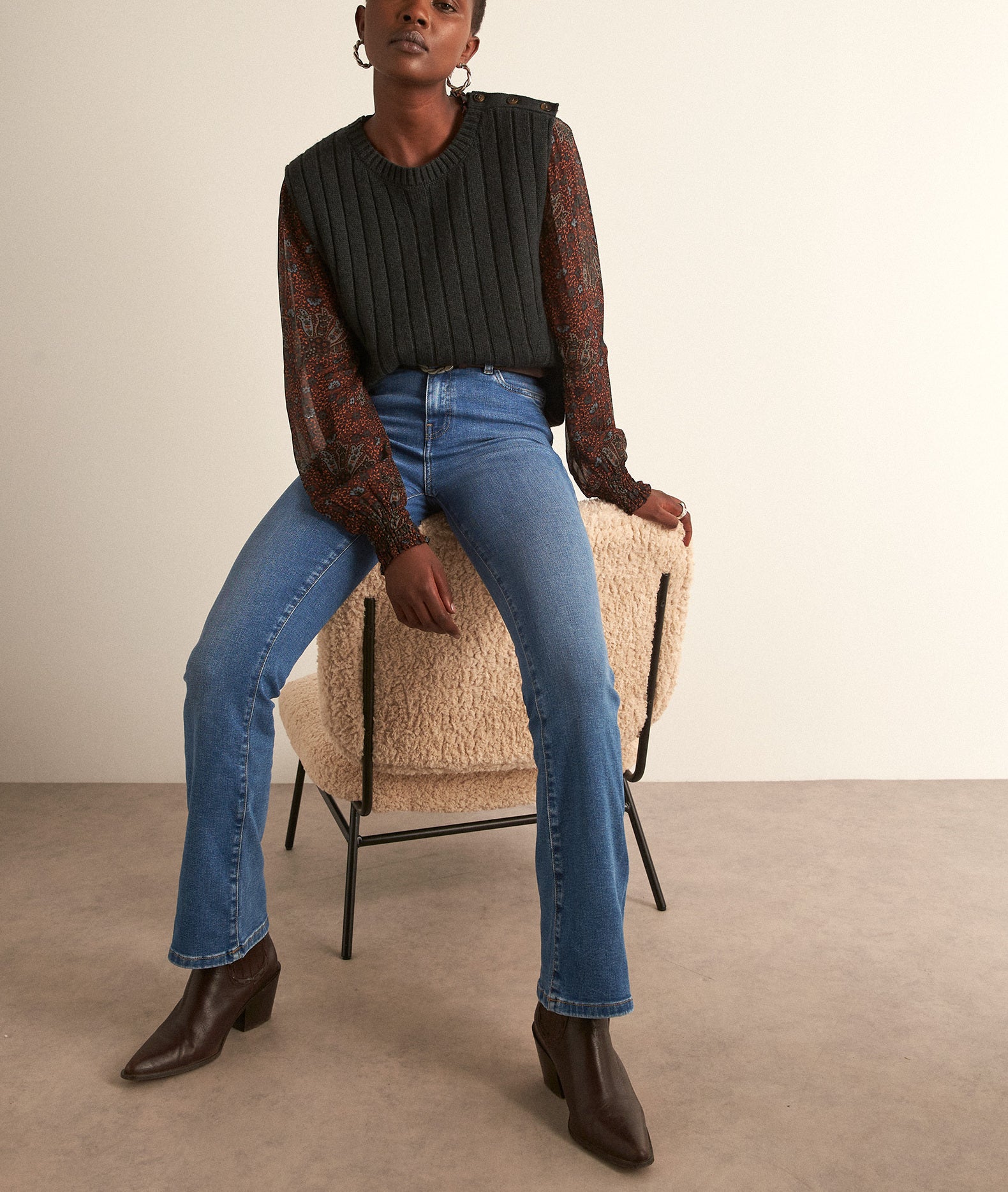 Blouse imprimée marron Lamie Faume - seconde main