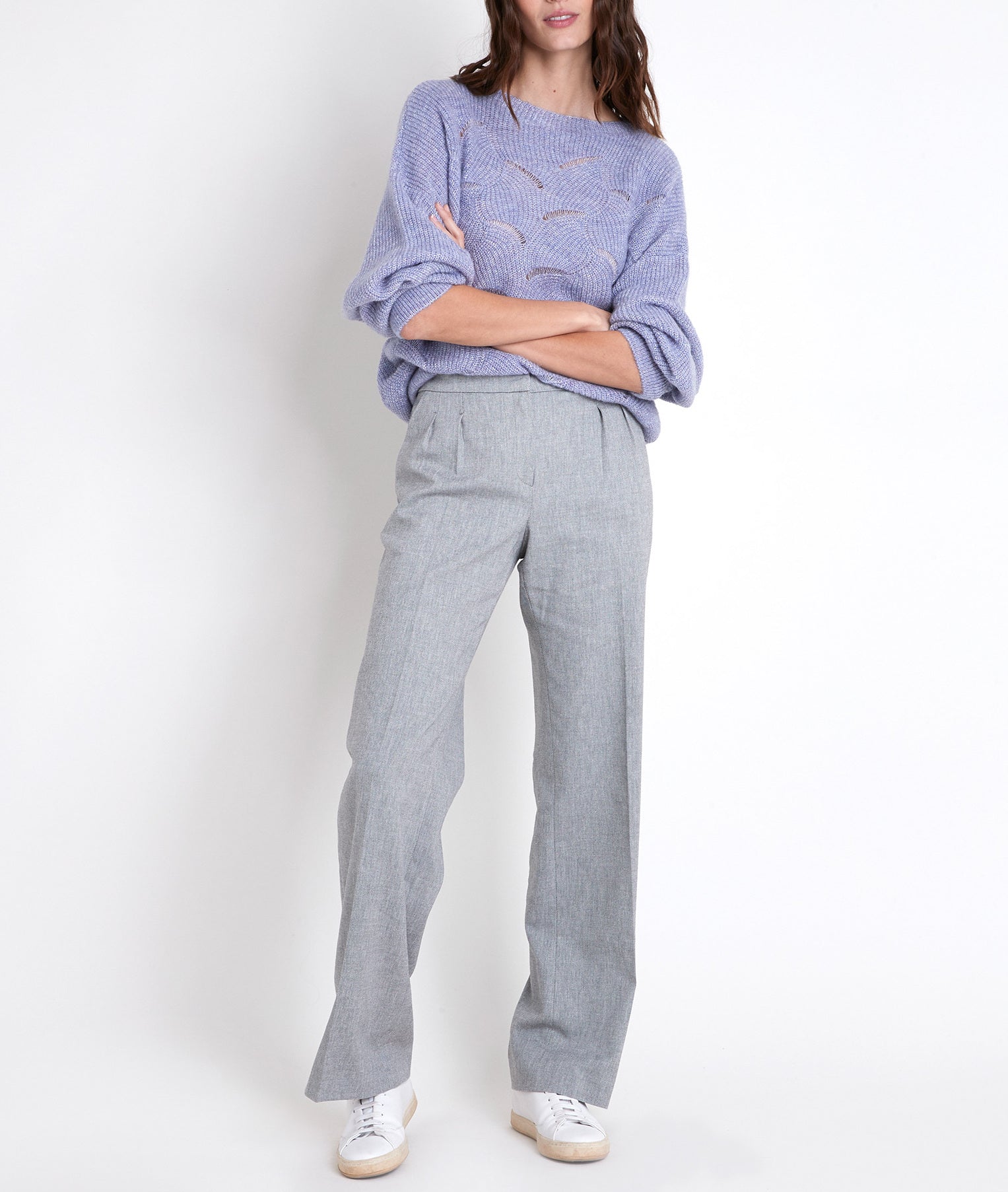 Pull mauve maille fantaisie Amanda Faume - seconde main