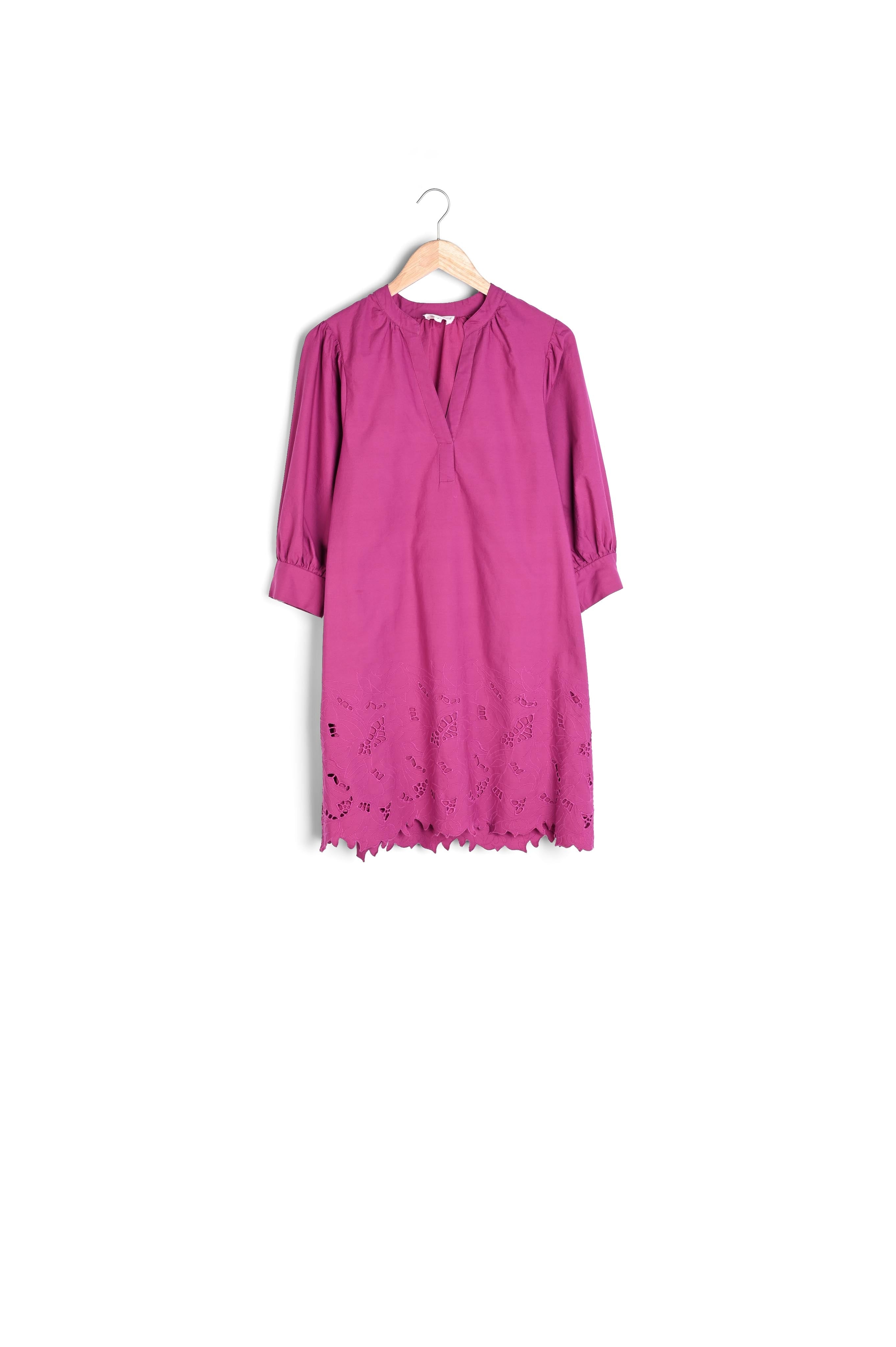 Robe courte en coton brodé fuschia Sidonie Faume - seconde main