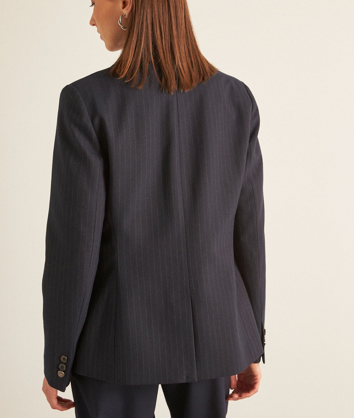 Veste de tailleur rayée marine Arlene Faume - seconde main