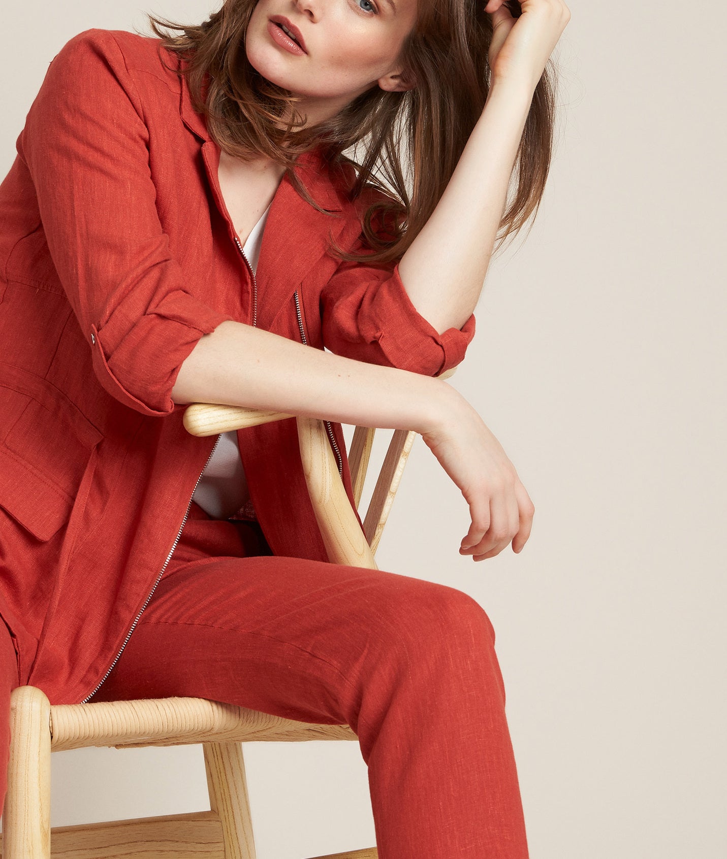 Veste saharienne en lin brique Lucie Faume - seconde main