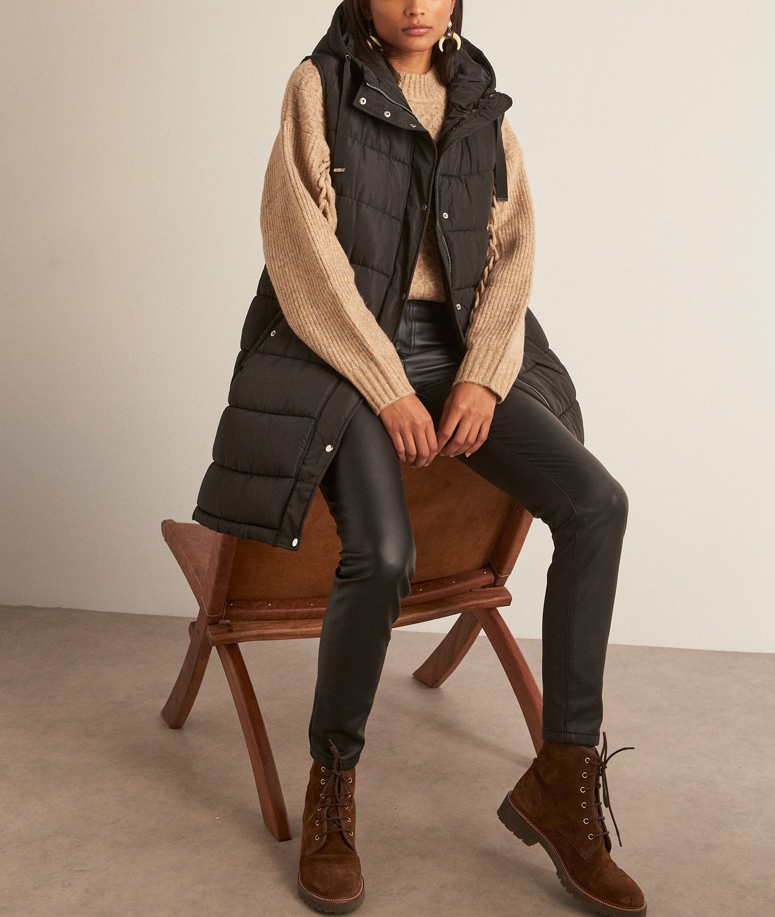 Doudoune sans manches longue noire Melrose Faume - seconde main