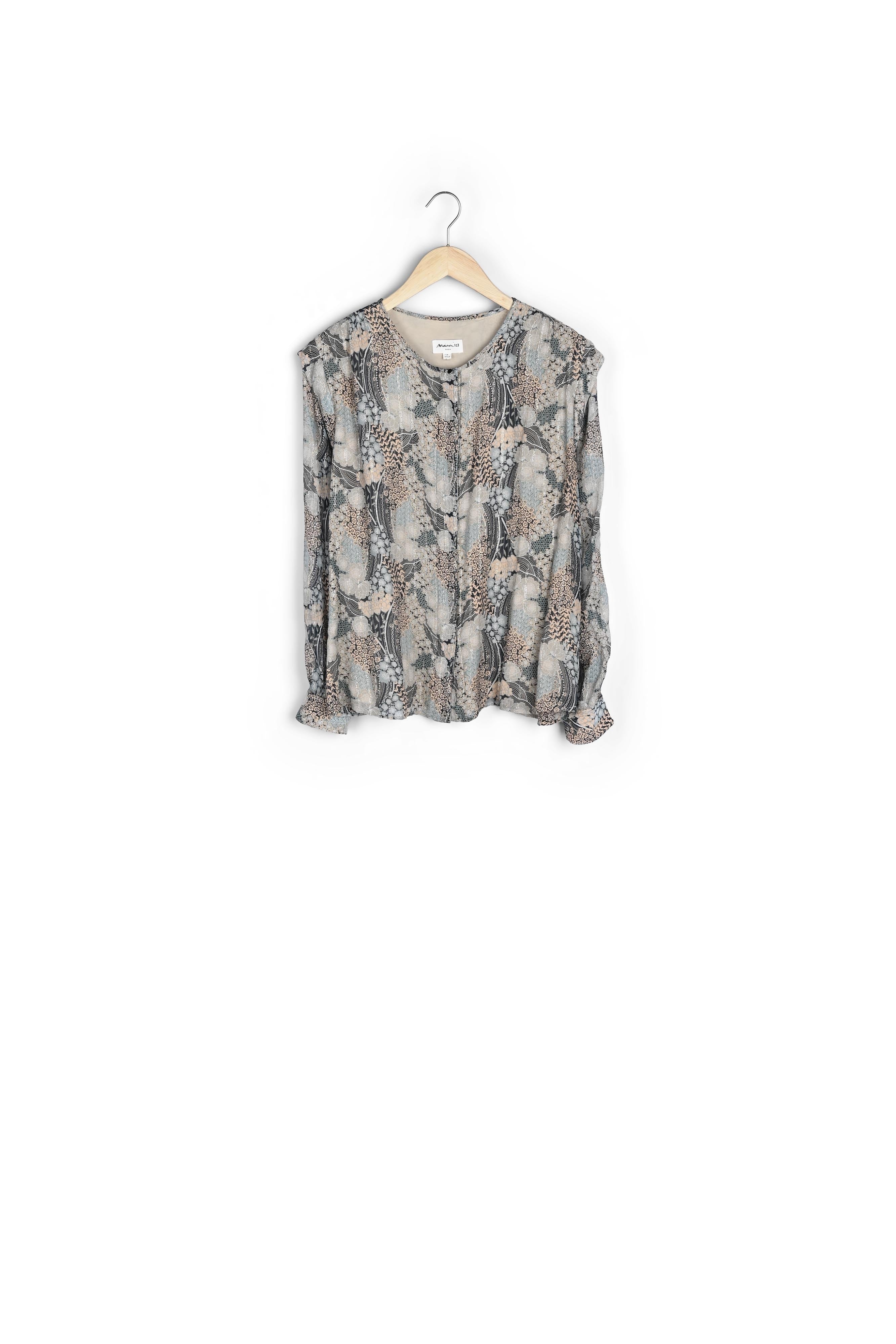 Blouse imprimée fluide beige et bleue Celina Faume - seconde main