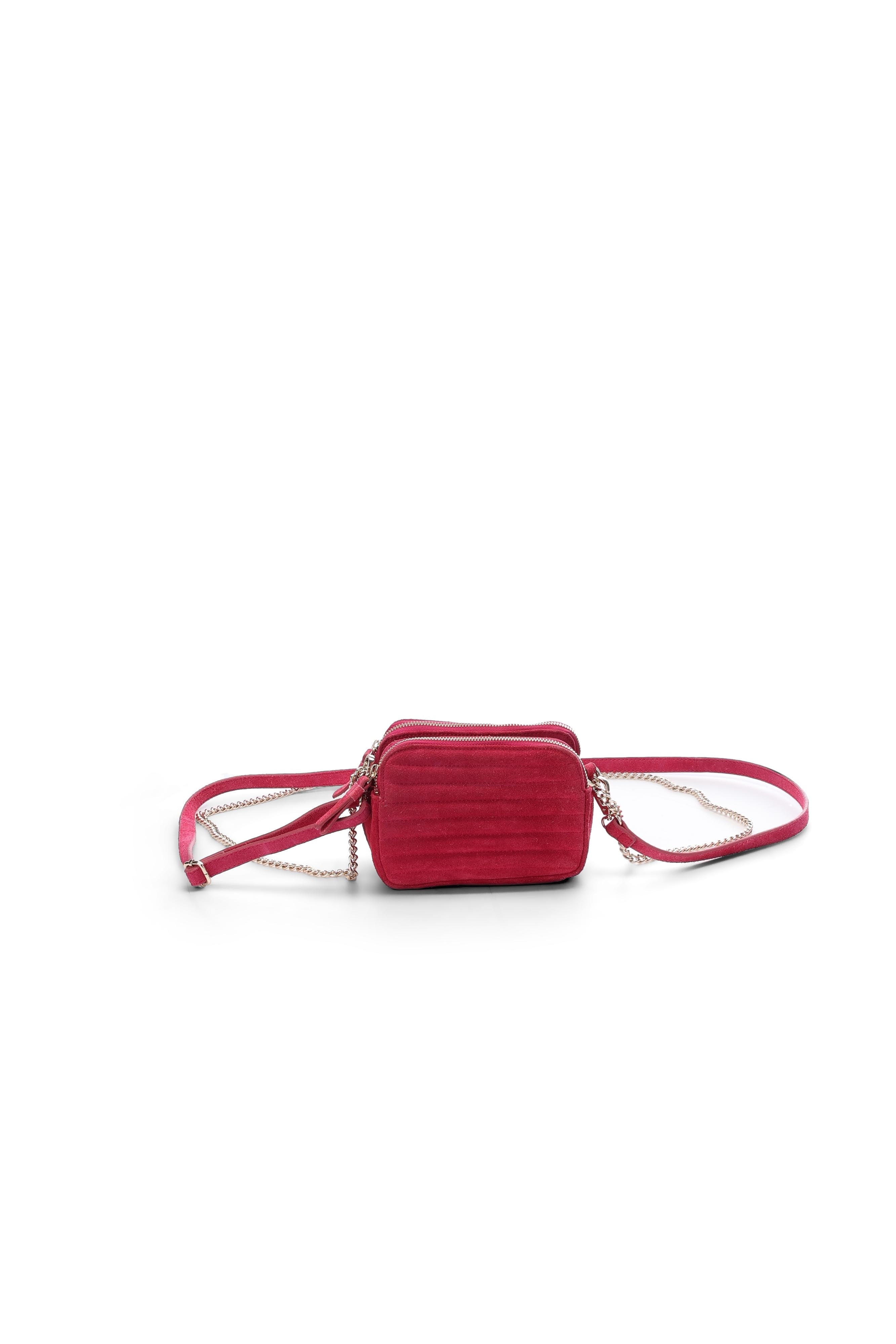 Mini sac matelassé en cuir velours fuchsia Flavie Faume - seconde main