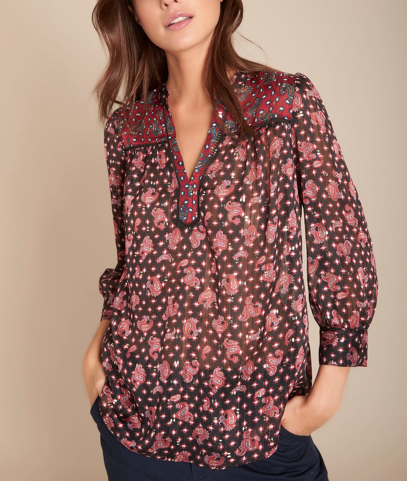 Blouse imprimé lurex Menora Faume - seconde main