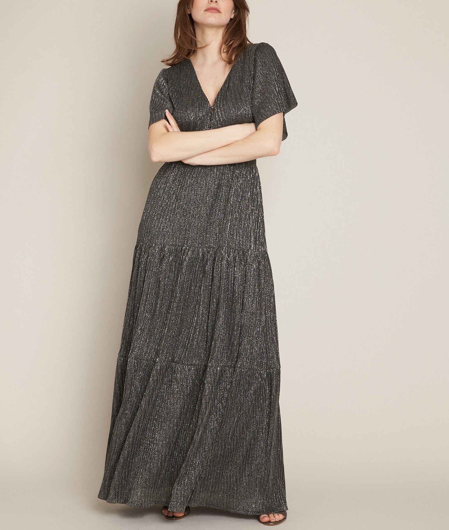 Robe longue lurex Chantal Faume - seconde main