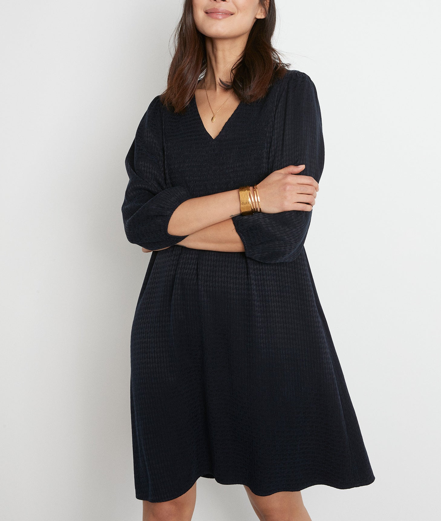 Robe courte à motif jacquard marine Solen Faume - seconde main