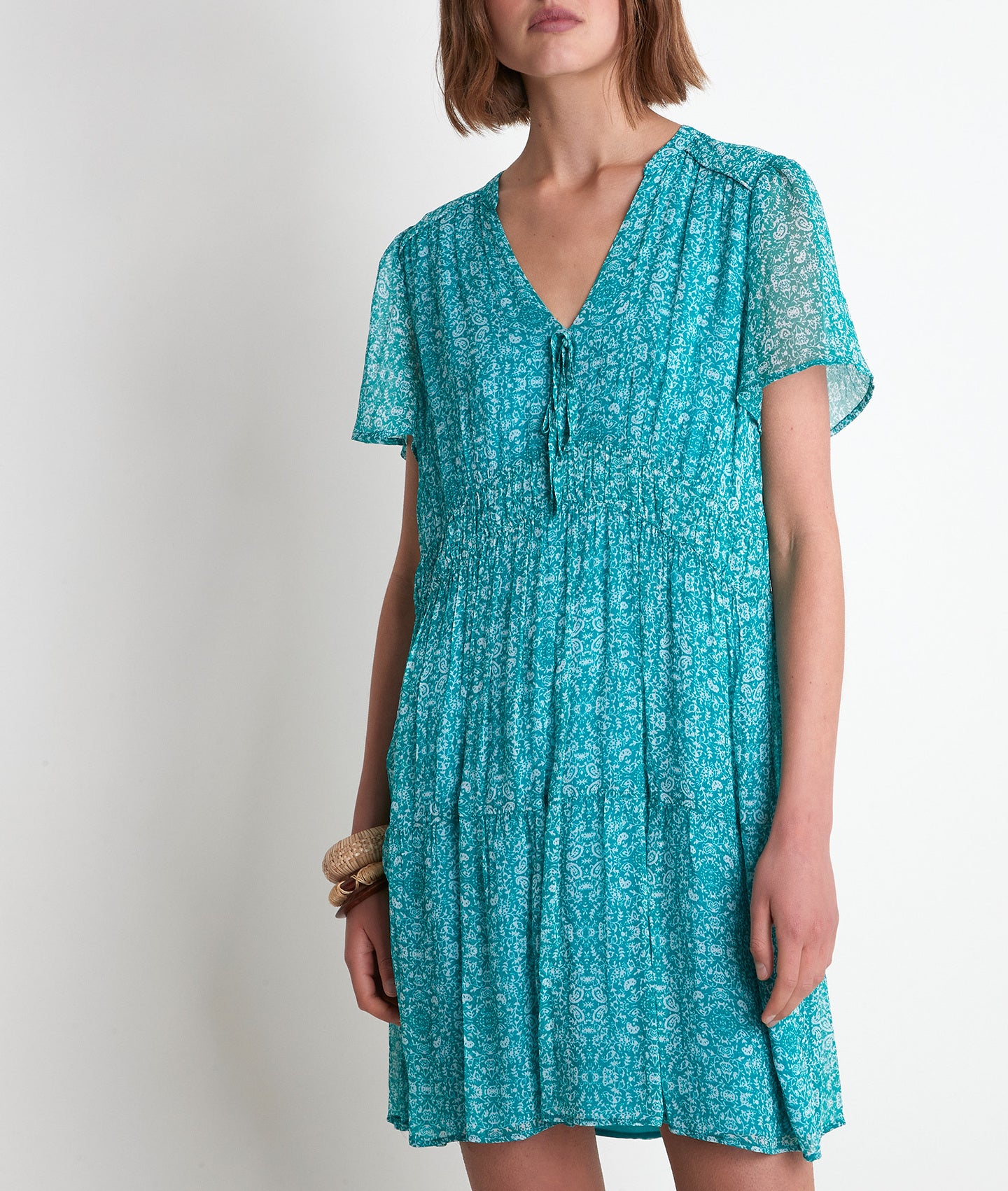 Robe imprimée turquoise Lola Faume - seconde main