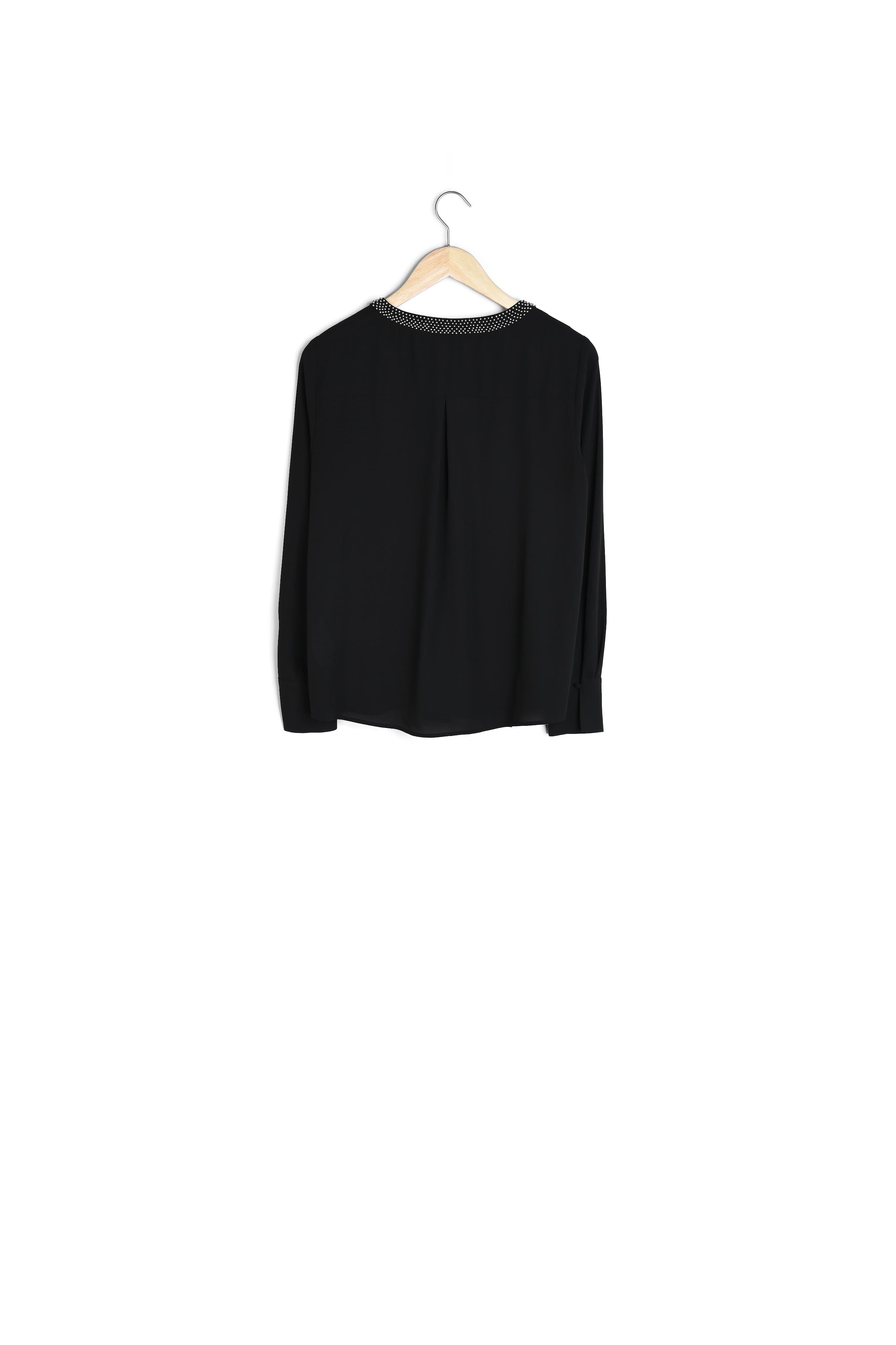 Blouse noire en polyester recyclé Edana Faume - seconde main