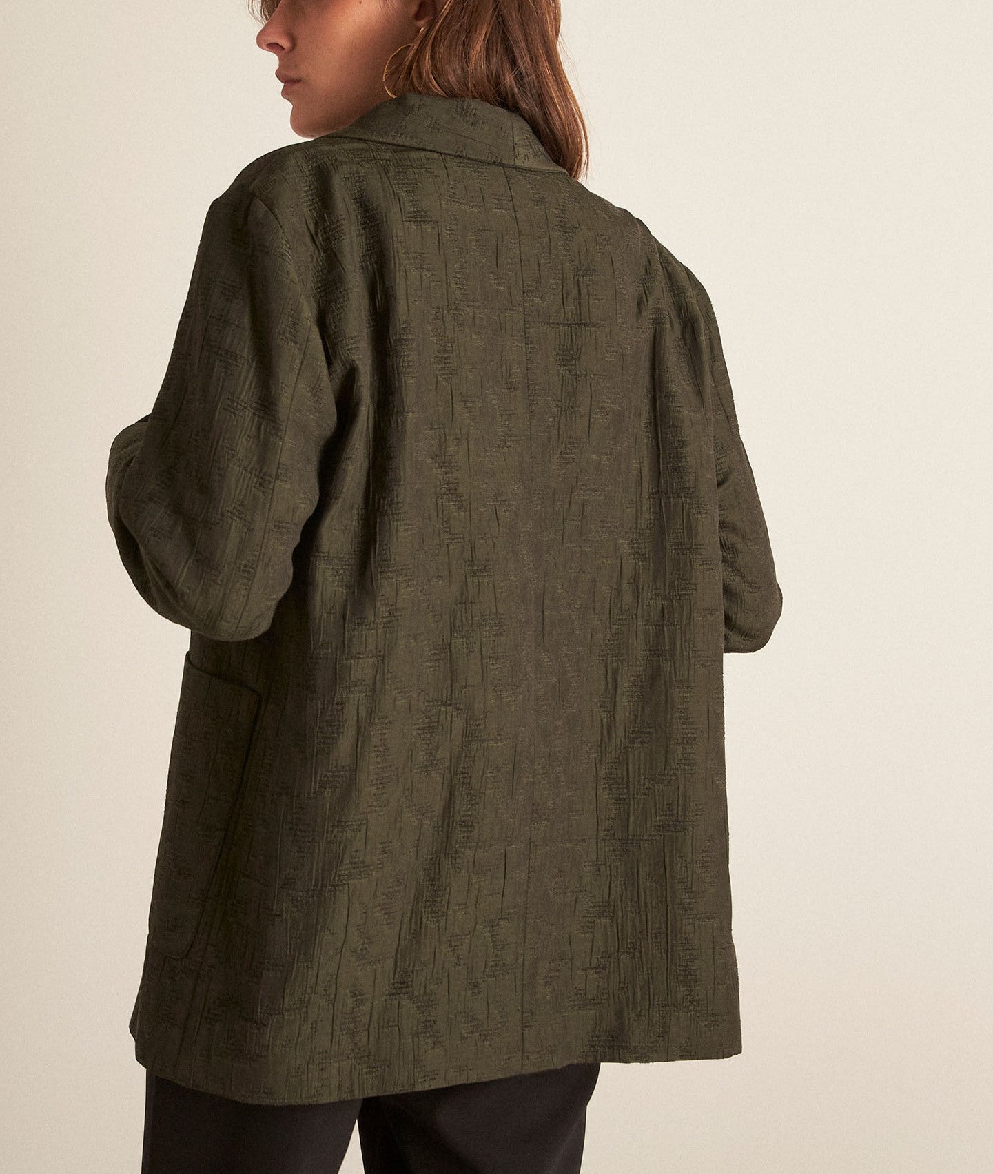Blazer oversize en jacquard kaki Alizee Faume - seconde main