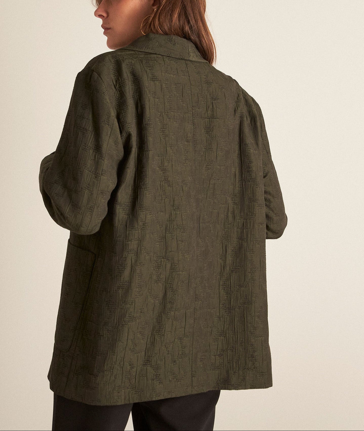 Blazer oversize en jacquard kaki Alizee Faume - seconde main