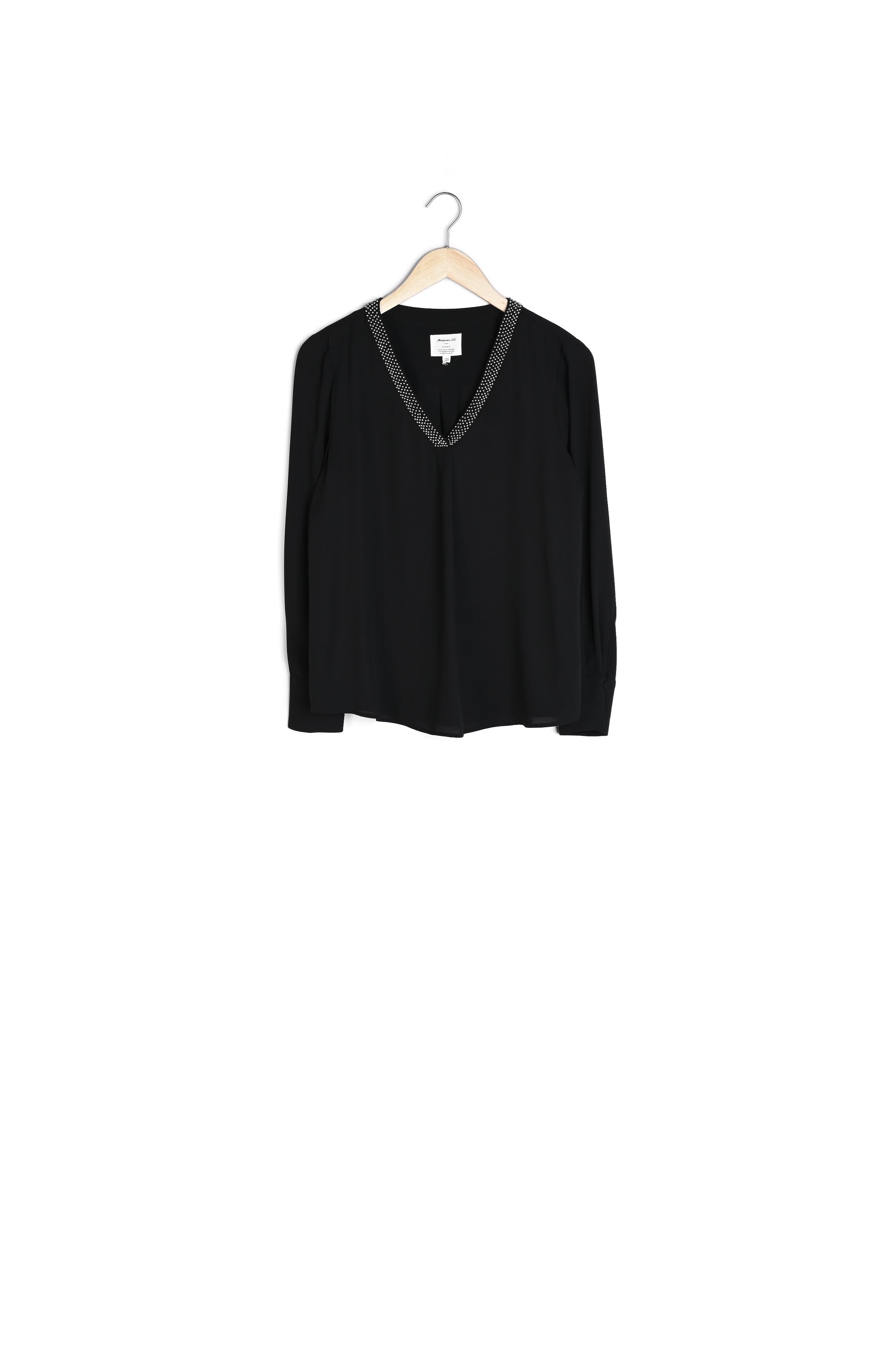 Blouse noire en polyester recyclé Edana Faume - seconde main