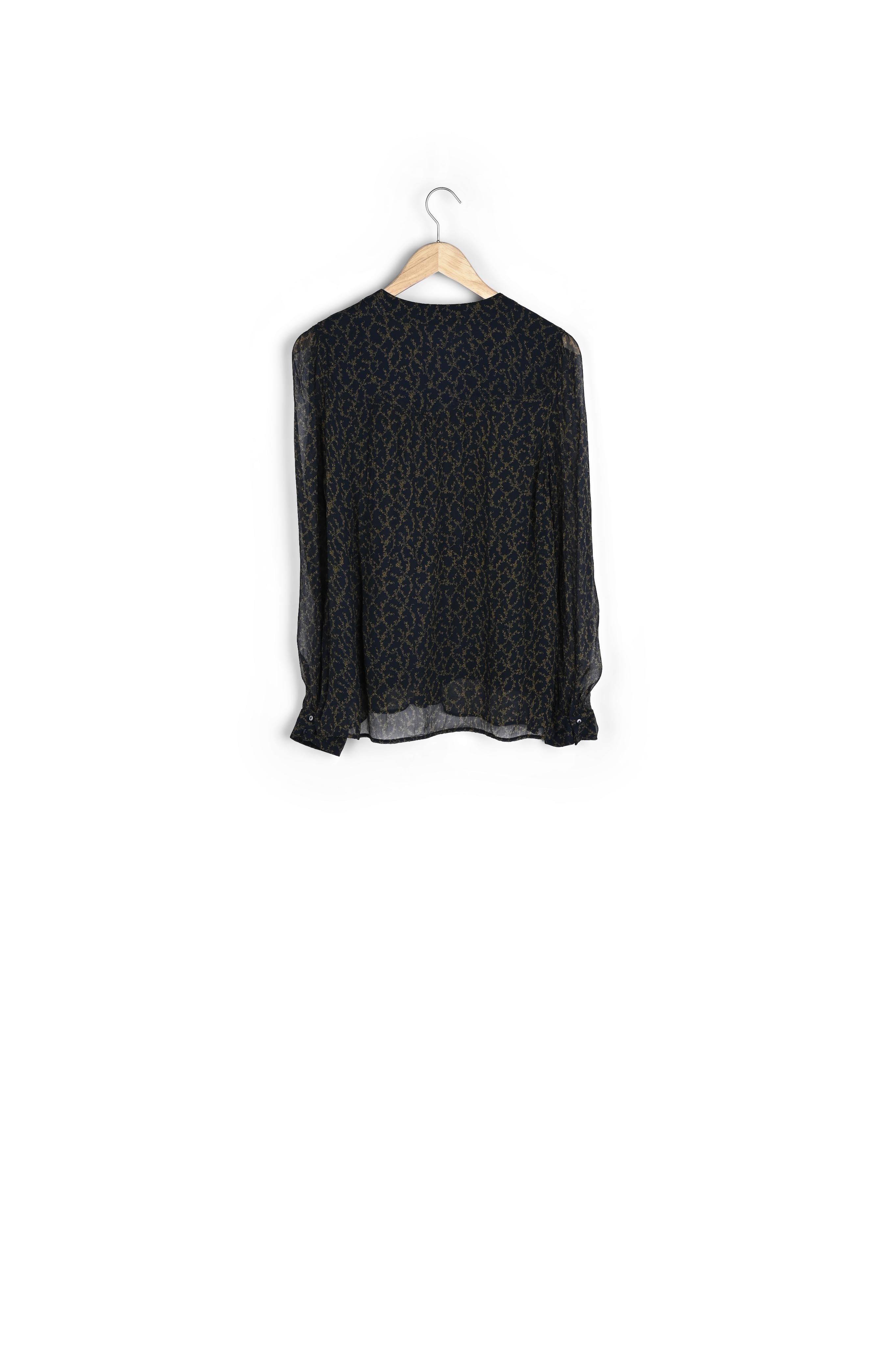 Blouse vaporeuse imprimée marine et bronze Lionne Faume - seconde main