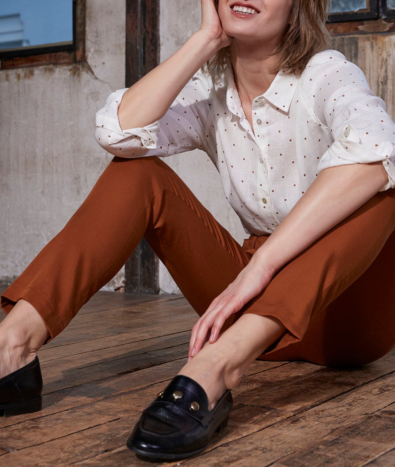 Pantalon chino en tencel caramel Issel Faume - seconde main