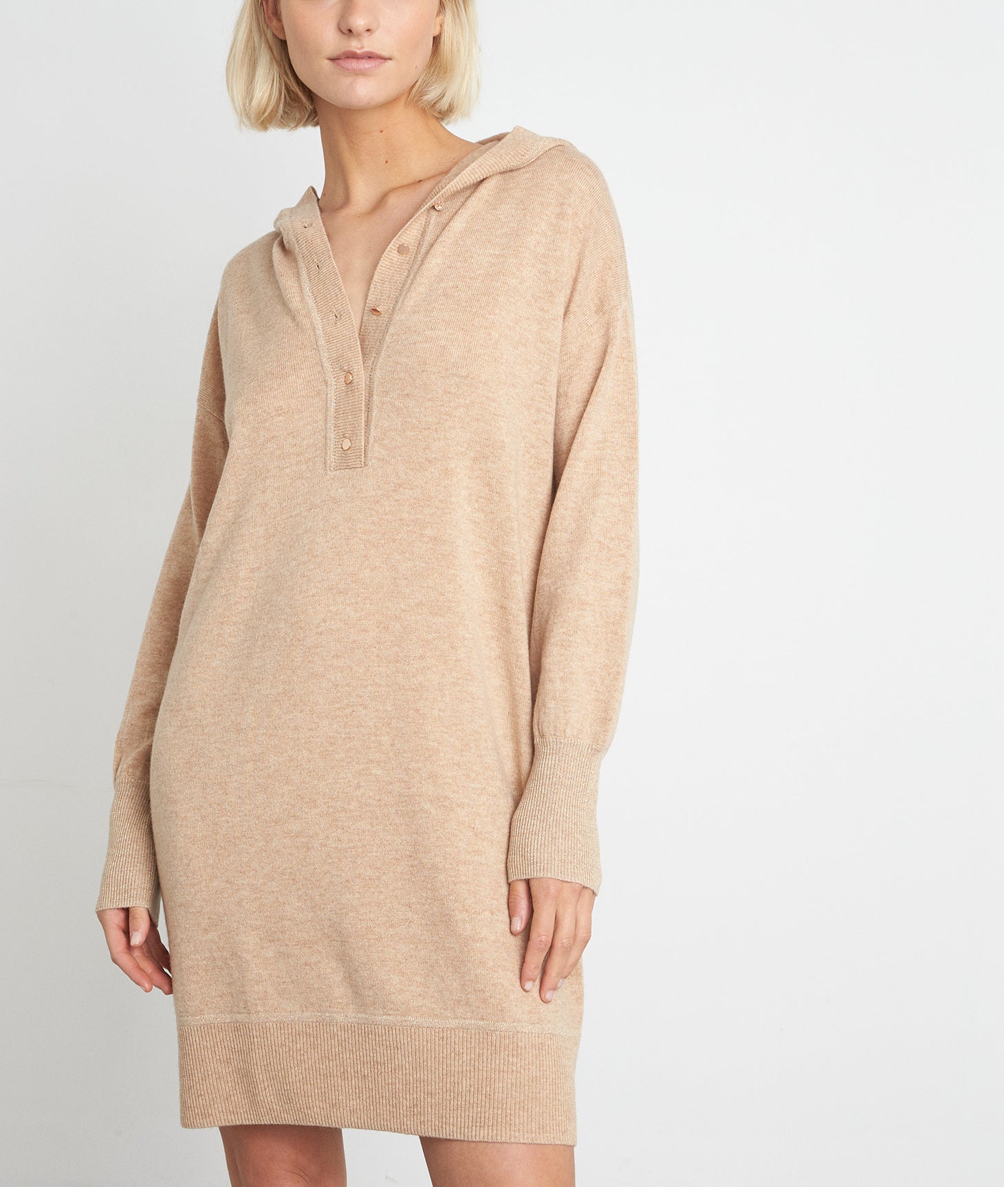 Robe à capuche en laine et cachemire beige Shalini Faume - seconde main