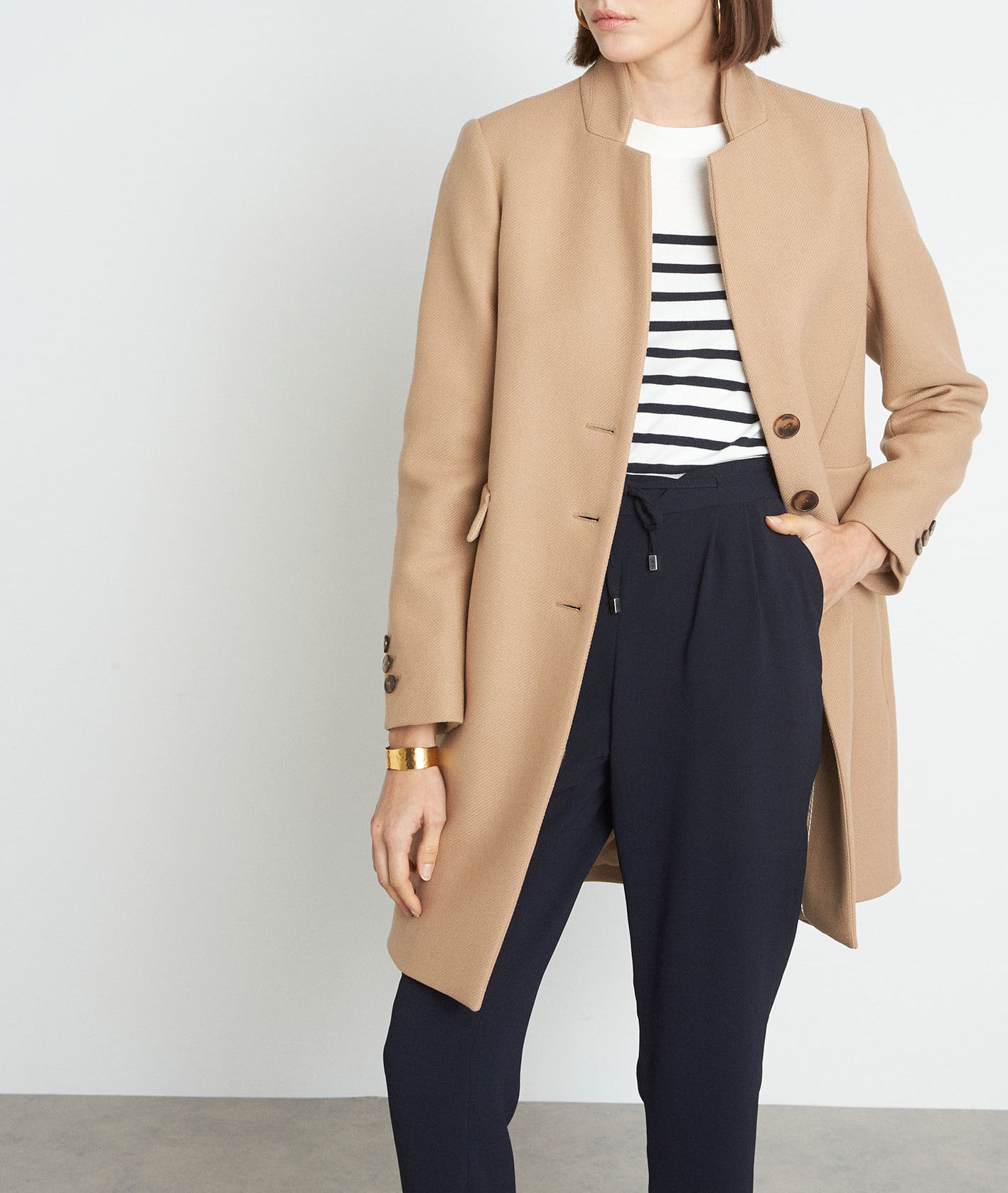 Manteau droit en laine beige Lucas Faume - seconde main