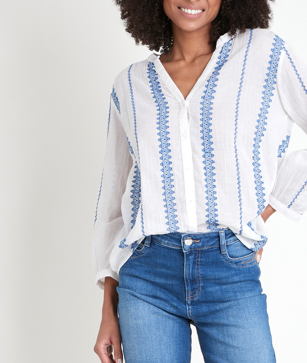 Blouse blanche brodée Tahiti Faume - seconde main