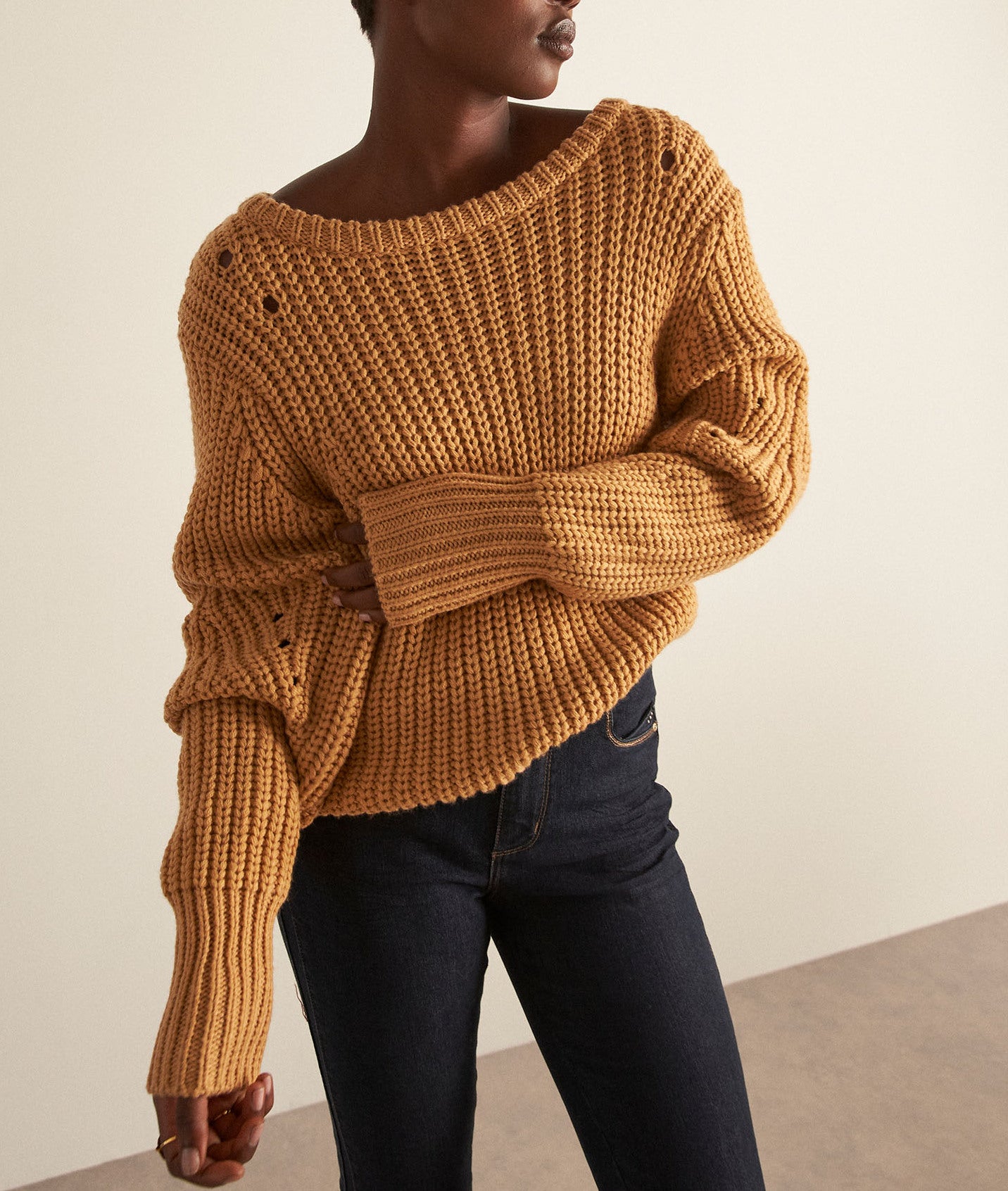 Pull XXL en laine camel Betsy Faume - seconde main