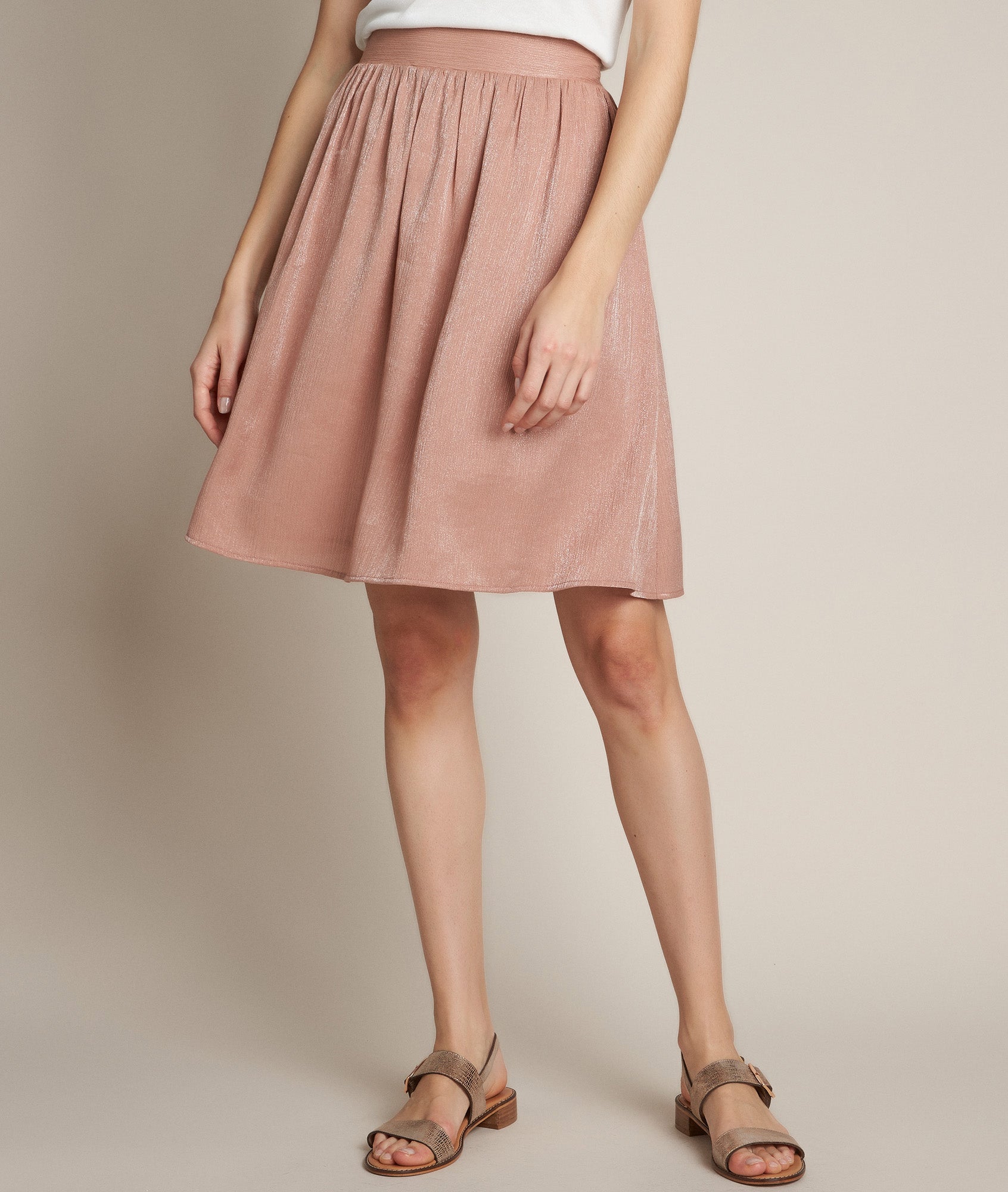 Jupe plissée brillante rose Bisou Faume - seconde main