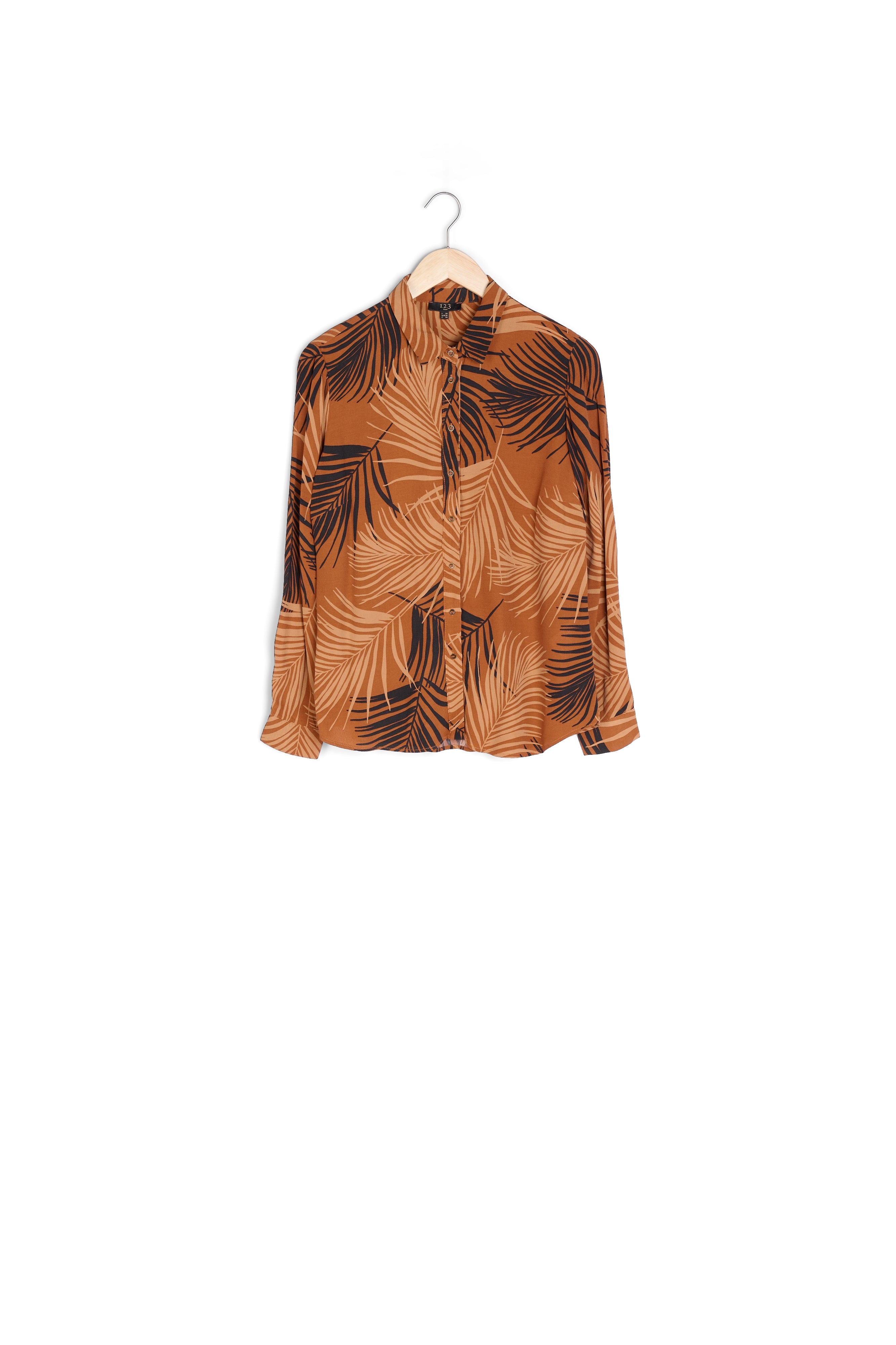 Chemise acajou imprimé palme Valse Faume - seconde main
