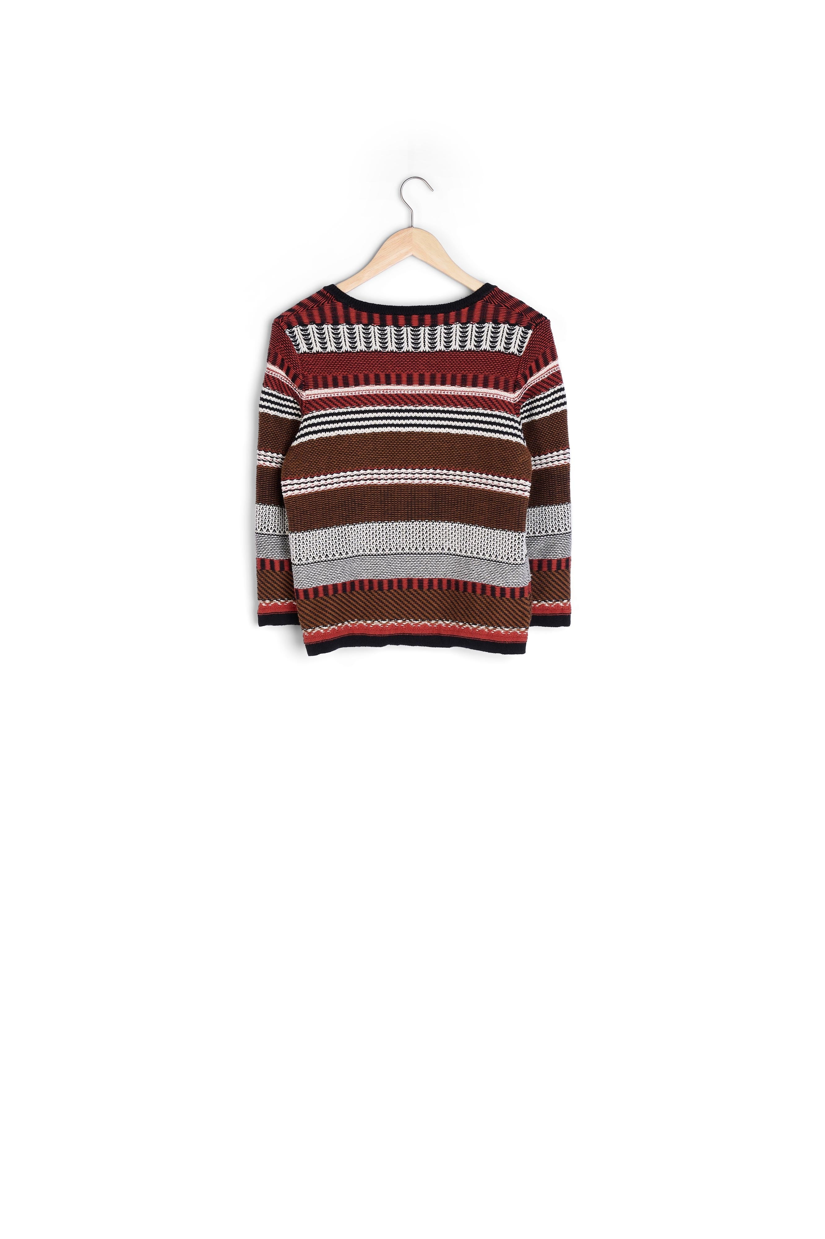 Gilet marron jacquard ethnique Amazone Faume - seconde main