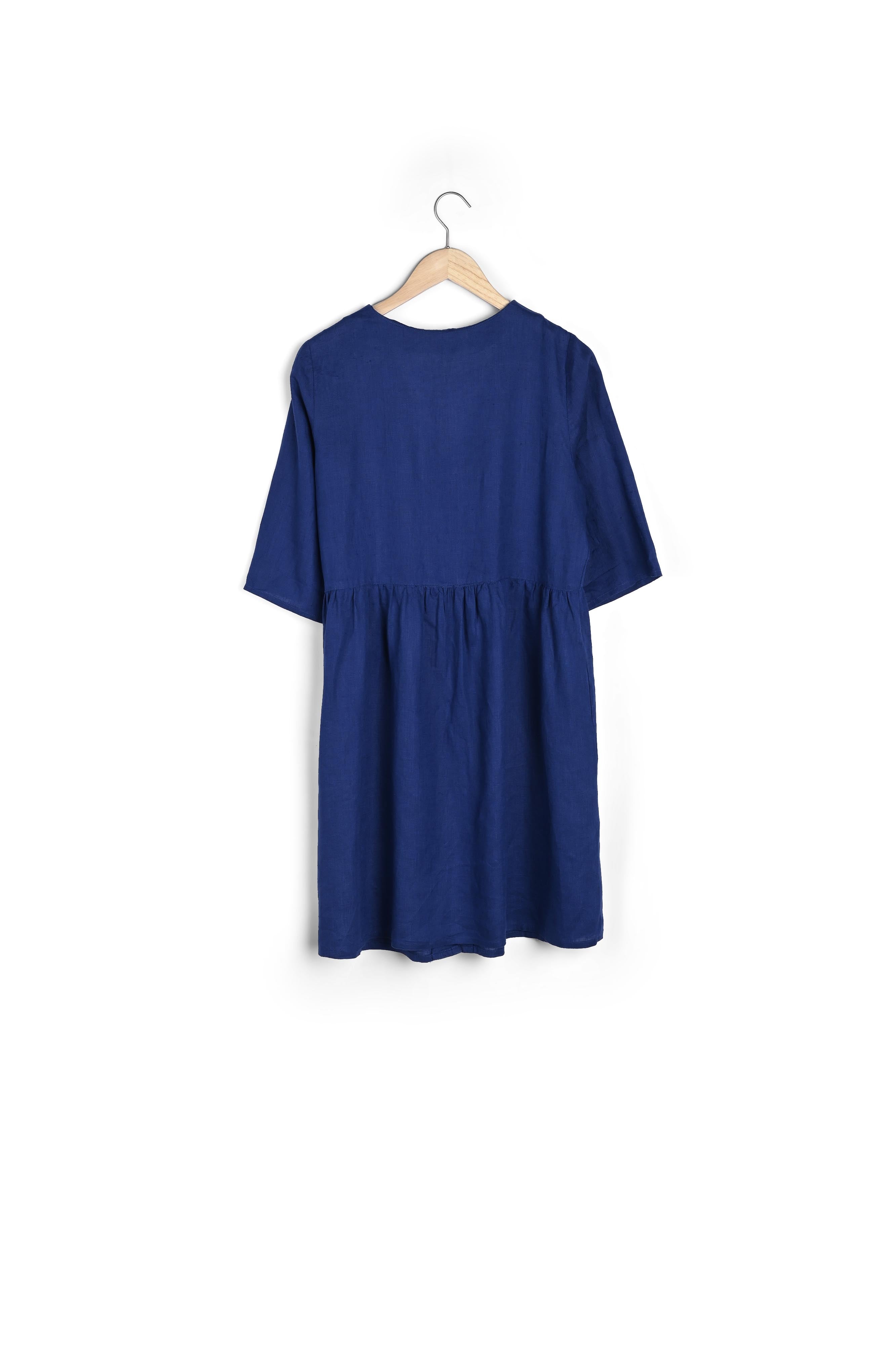 Robe en lin boutonnée bleue Lalou Faume - seconde main