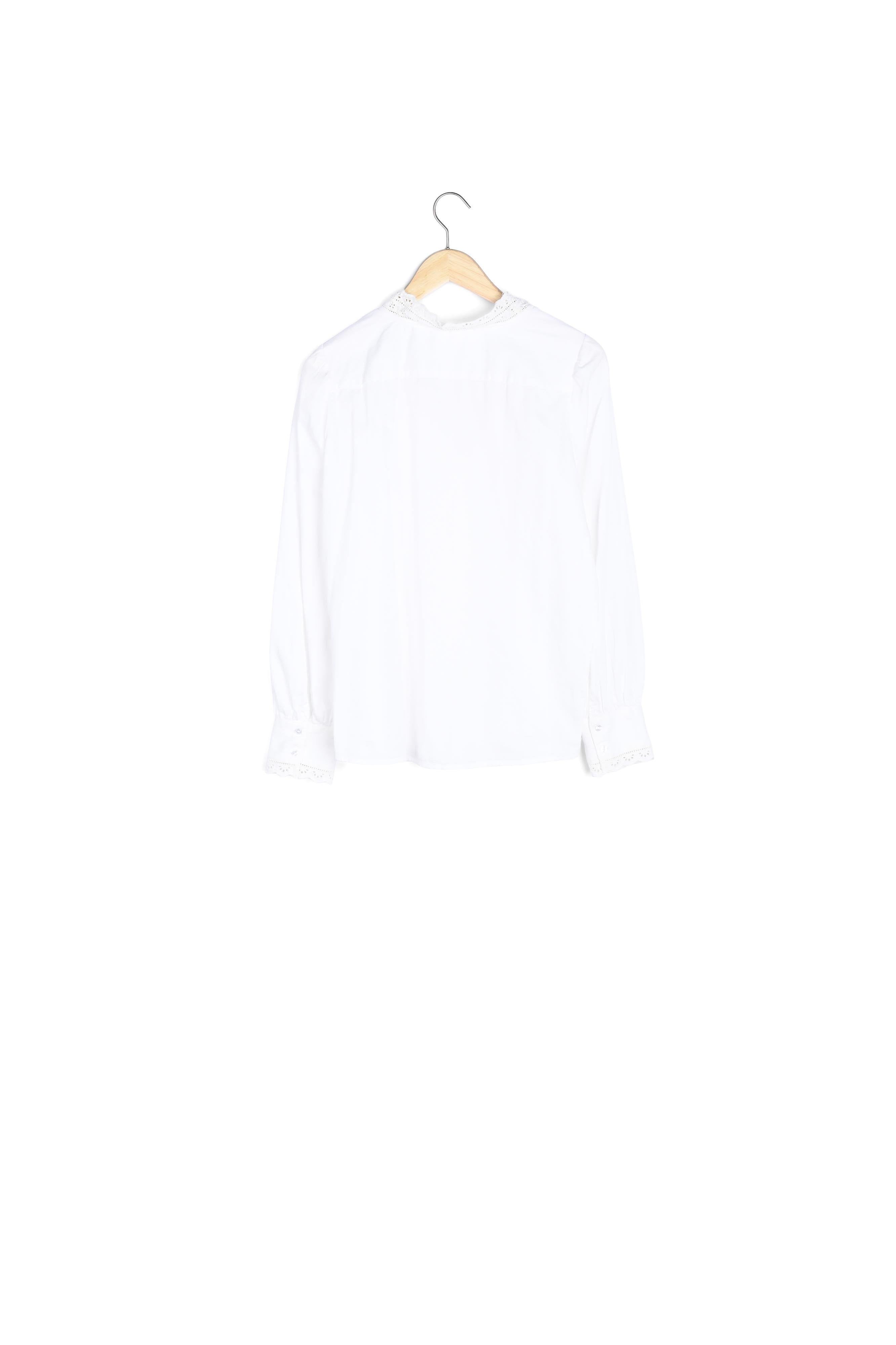 Chemise romantique en coton blanc et broderies Adelaide Faume - seconde main