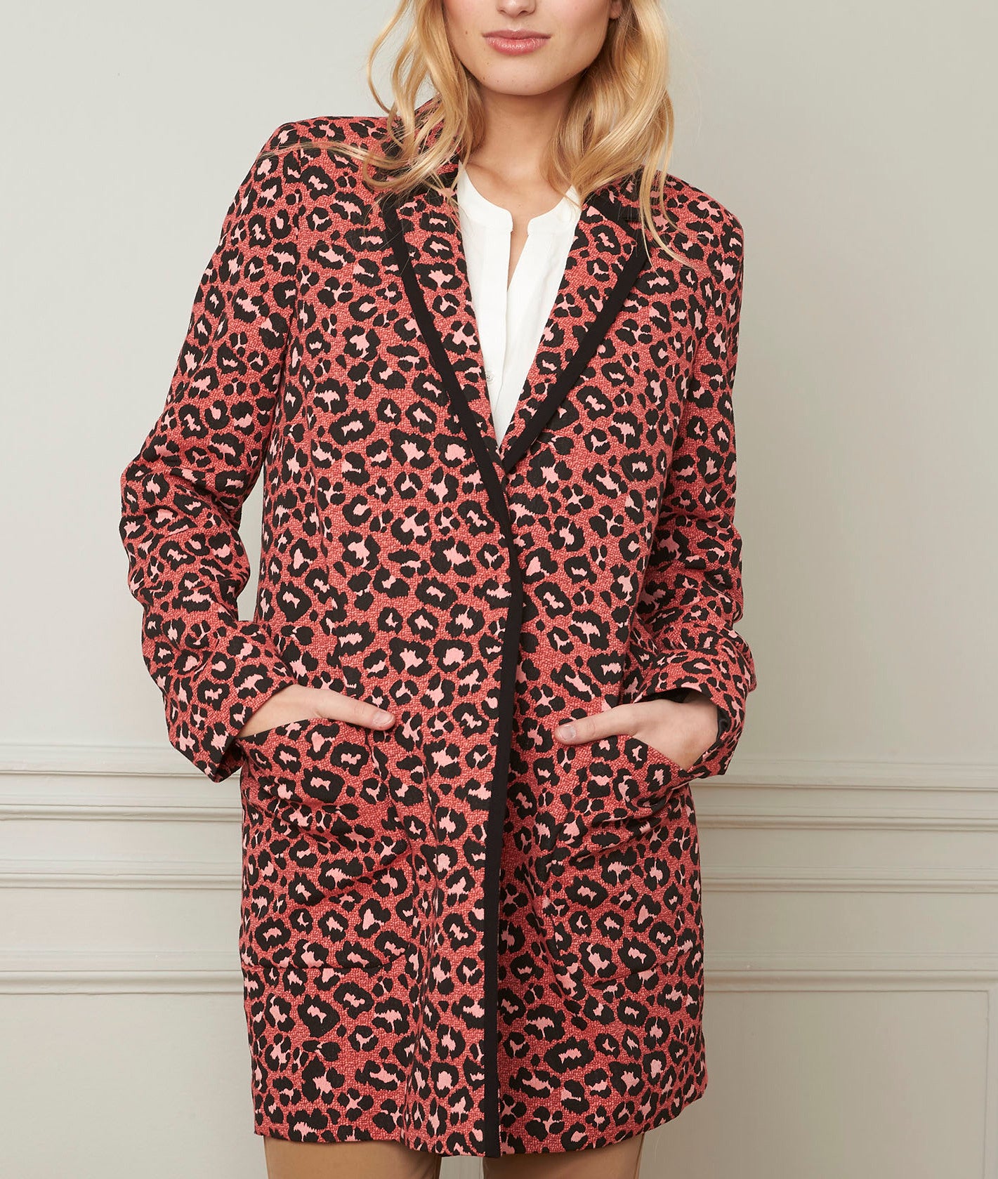 Manteau corail imprimé animalier Donna Faume - seconde main