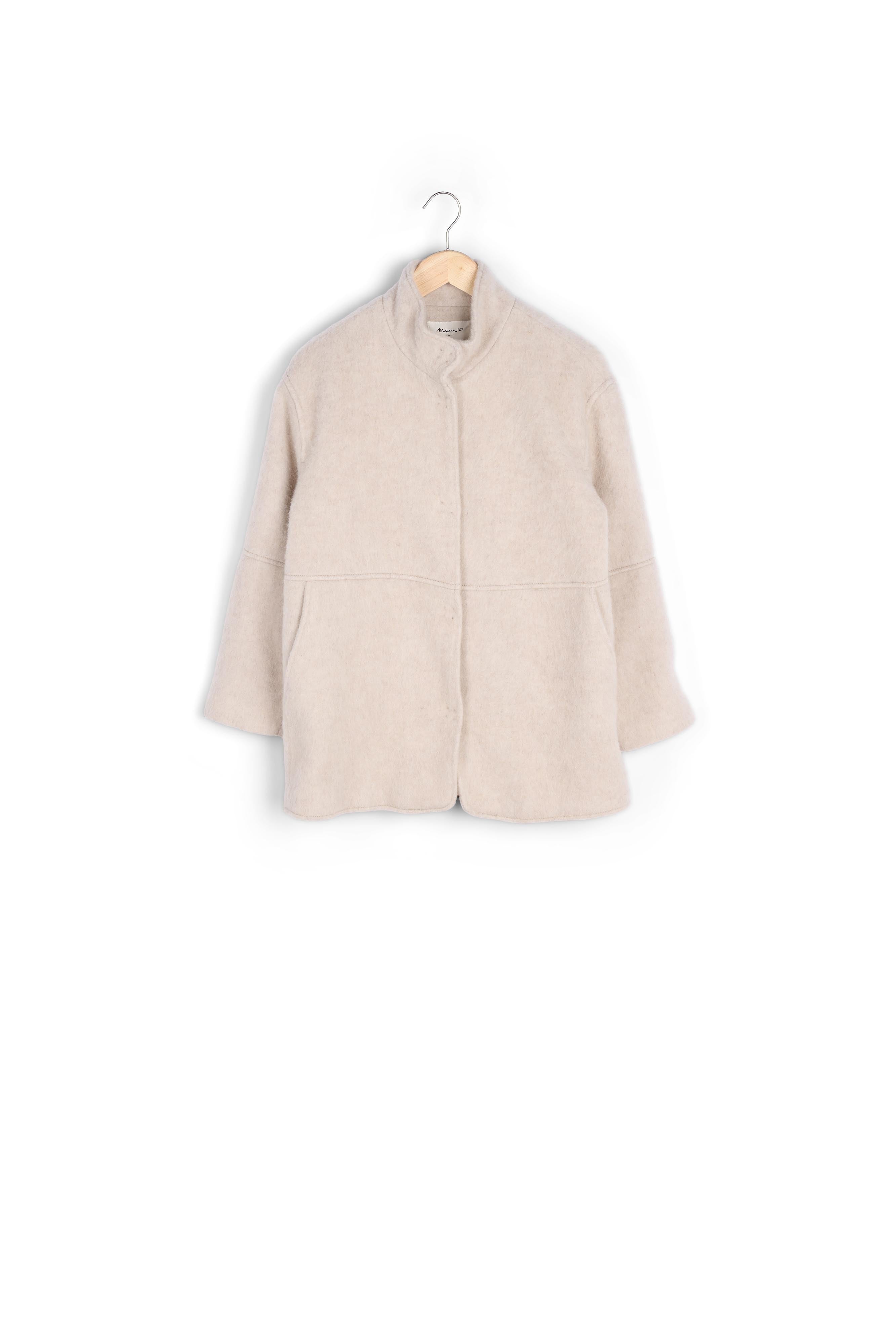 Manteau droit en laine et mohair taupe Lamia Faume - seconde main