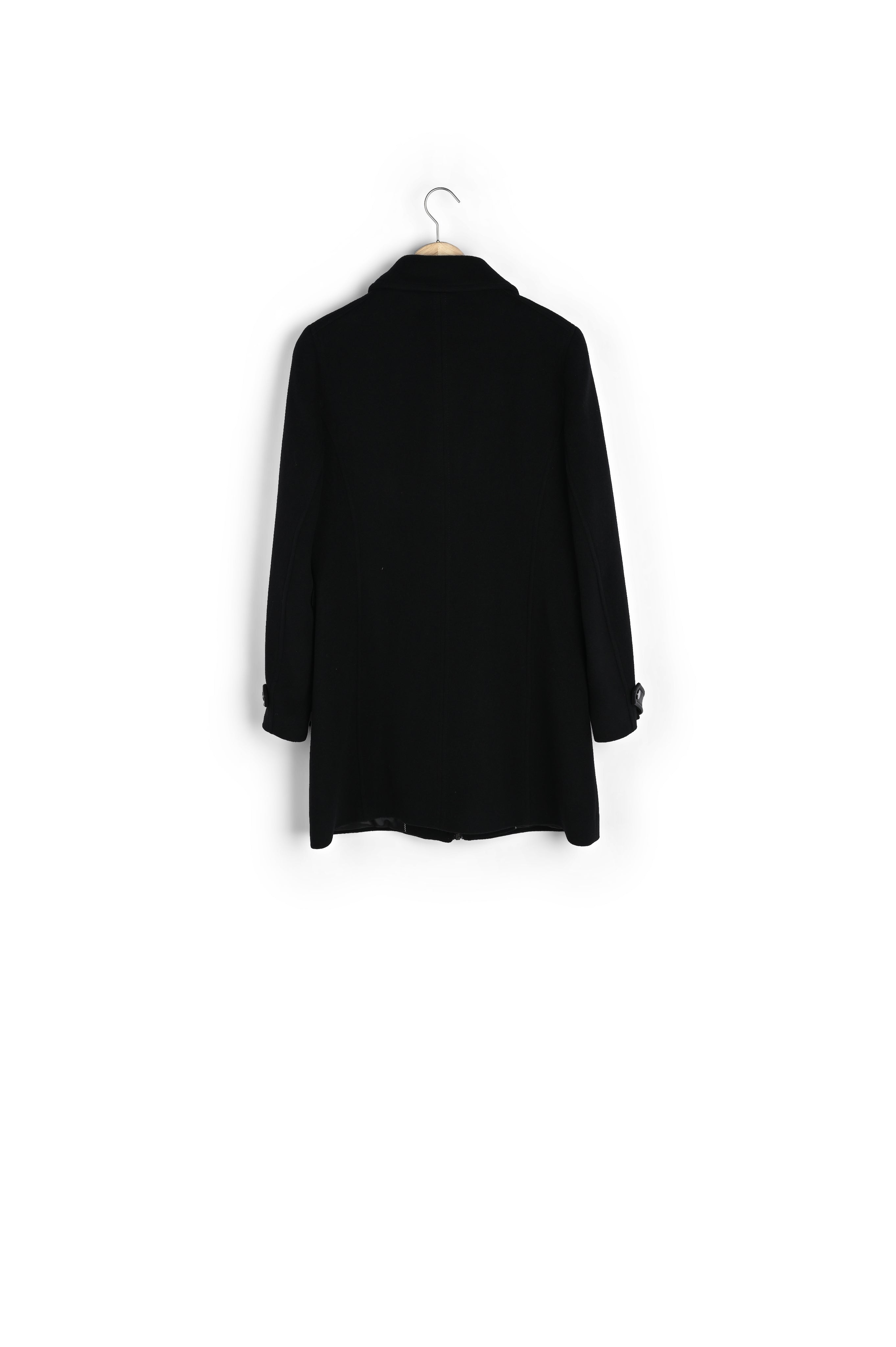 Manteau droit en laine zippé noir Lila Faume - seconde main