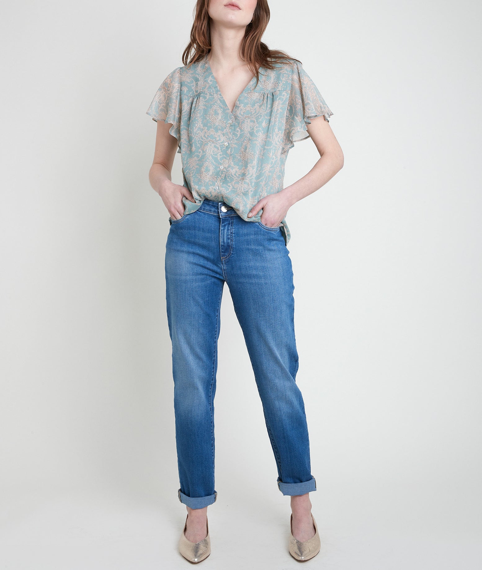 Blouse imprimée à volants Elou Faume - seconde main