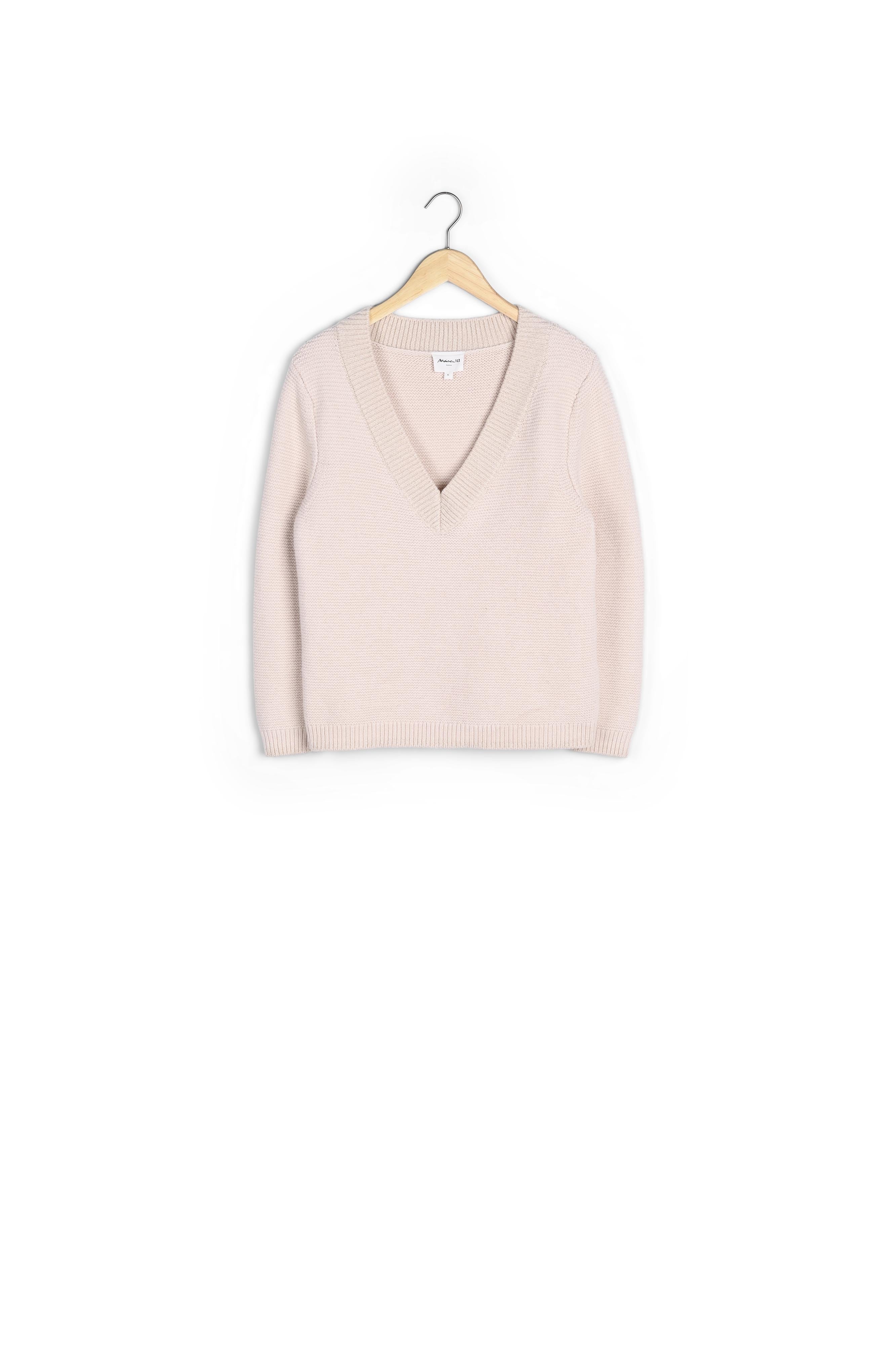 Pull nude col V Fil Faume - seconde main