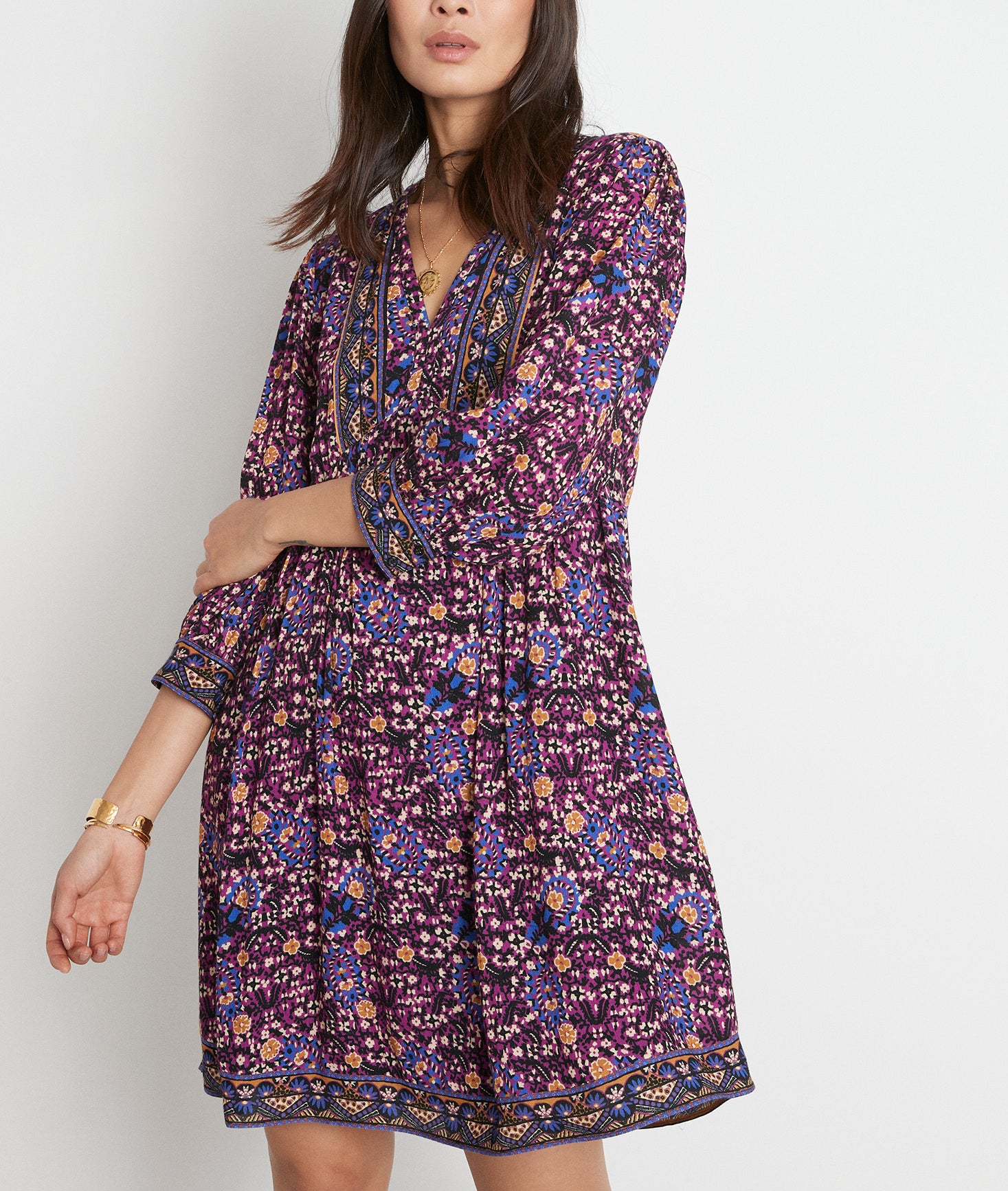 Robe courte imprimée violette Niki Faume - seconde main