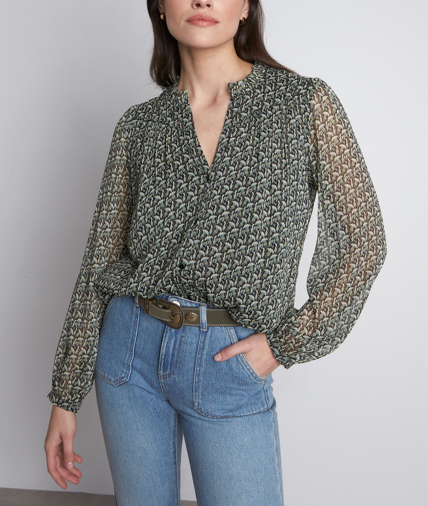 Blouse imprimée vert sapin Lani Faume - seconde main