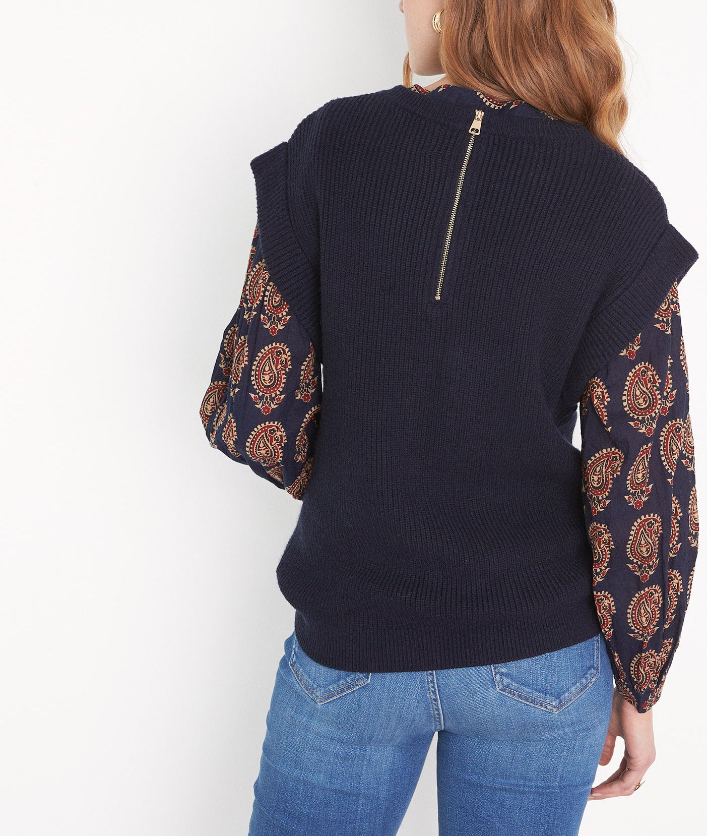 Pull sans manches en viscose EcoVero marine Bill Faume - seconde main