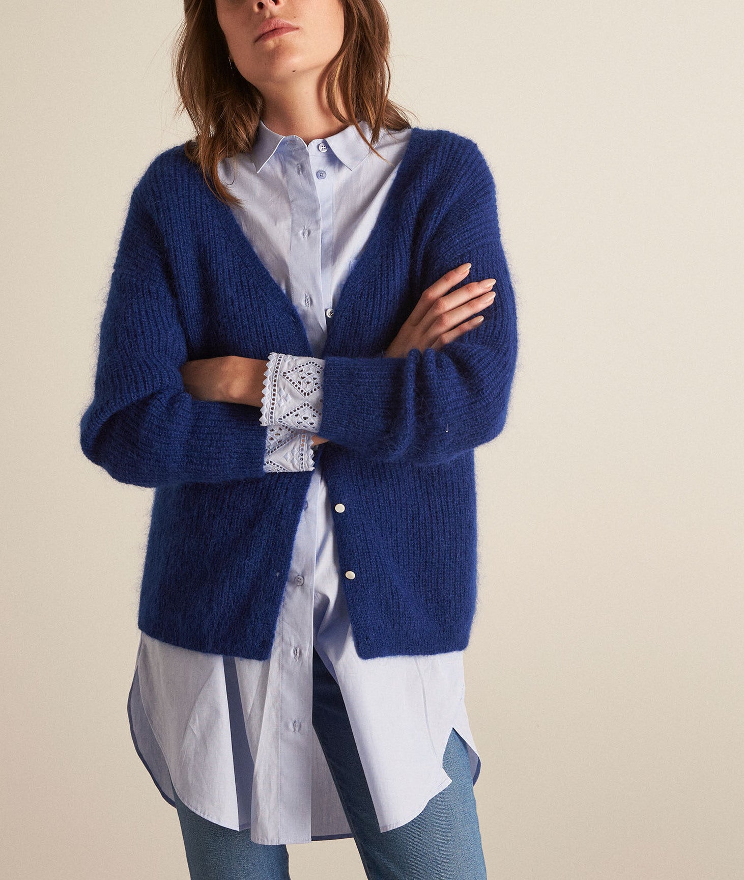 Cardigan en polyamide, laine et mohair bleu Paddy Faume - seconde main