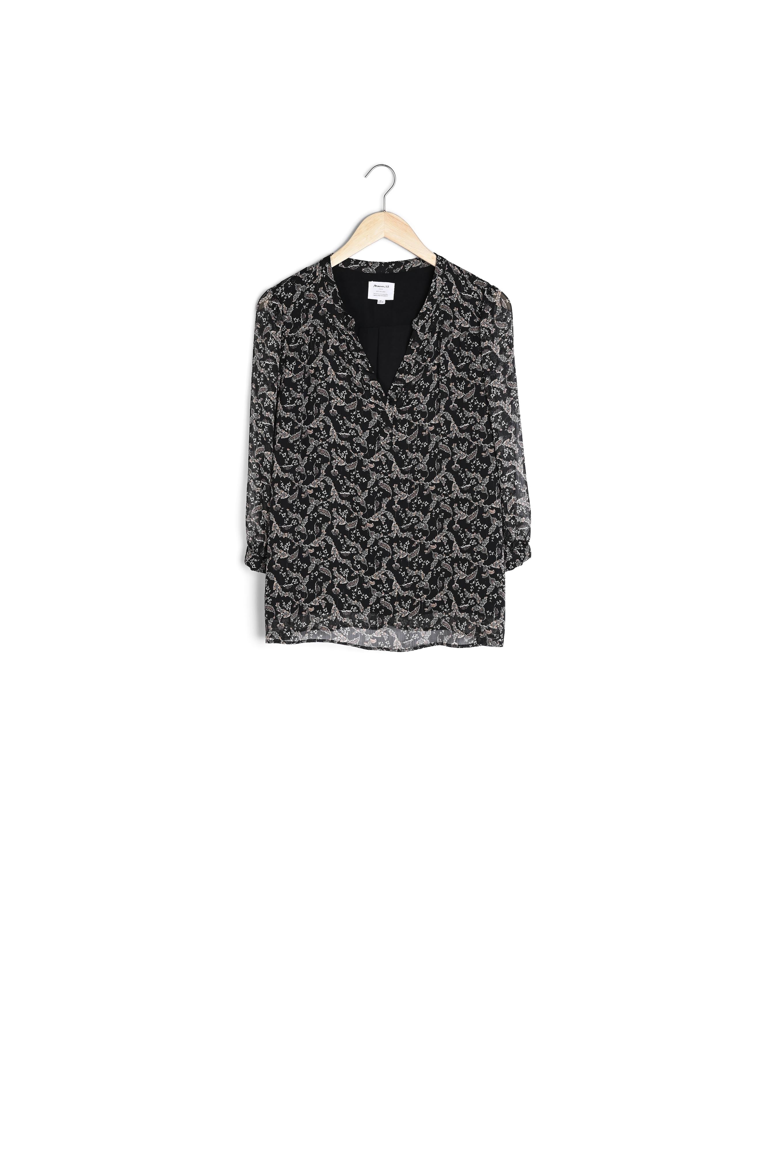 Blouse noire imprimée Elsa Faume - seconde main