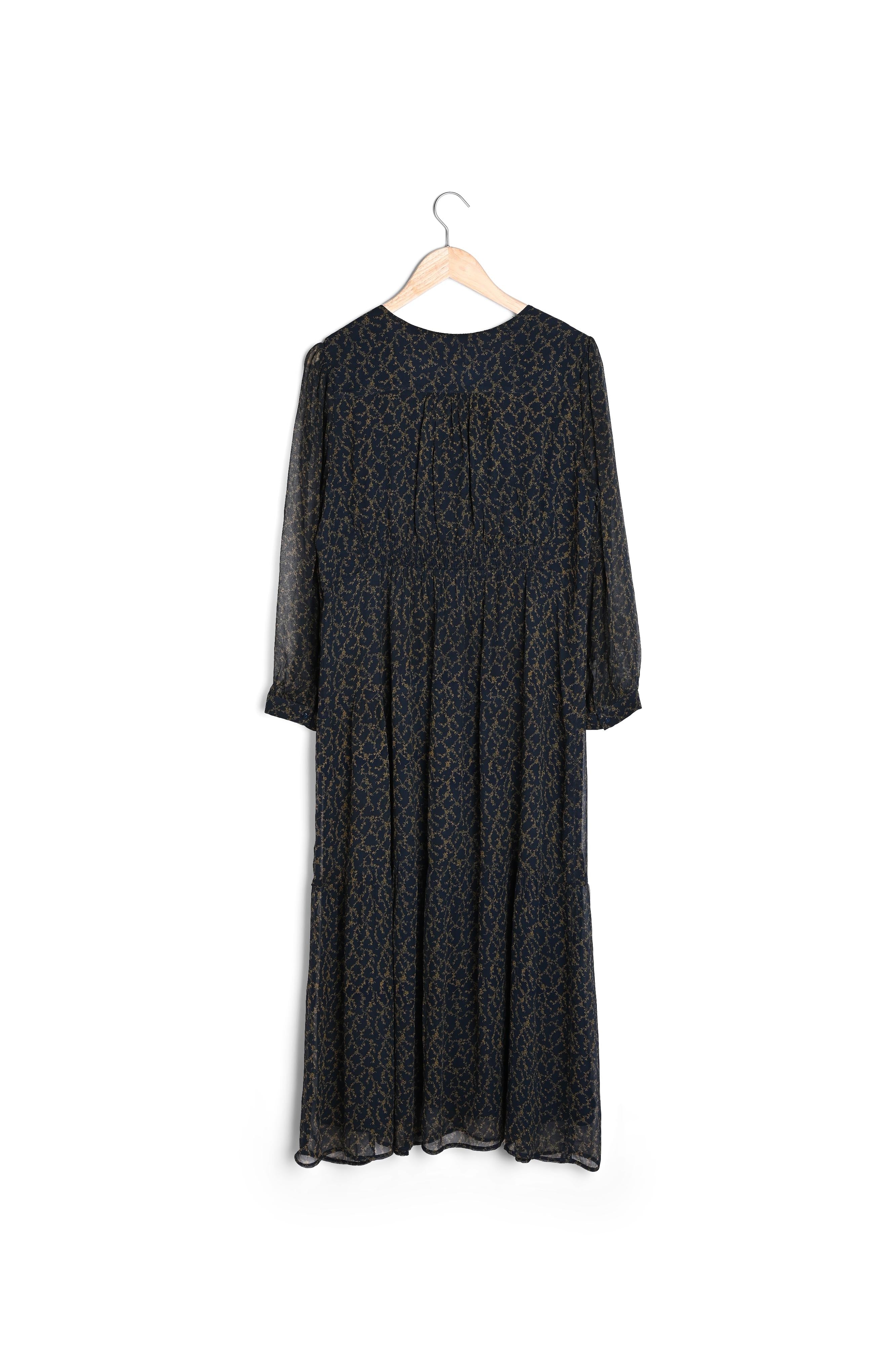 Robe longue fluide imprimée marine et bronze Souad Faume - seconde main