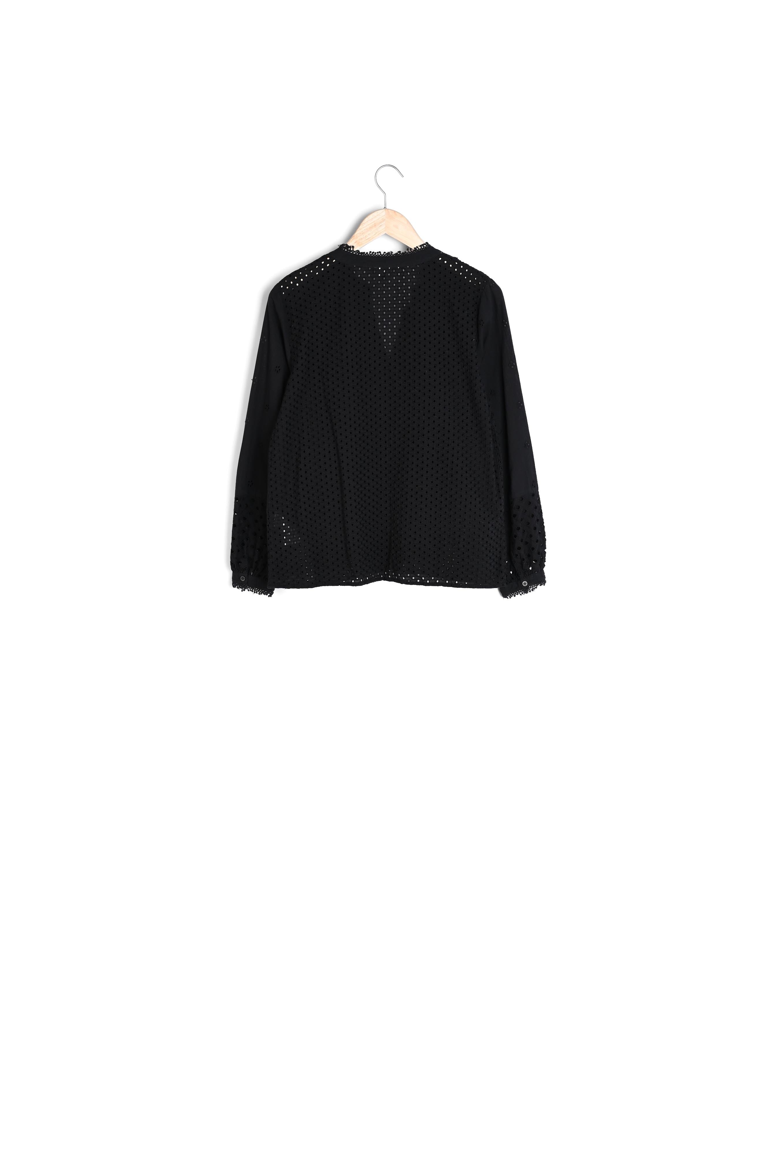 Blouse noire brodée en coton Tessali Faume - seconde main