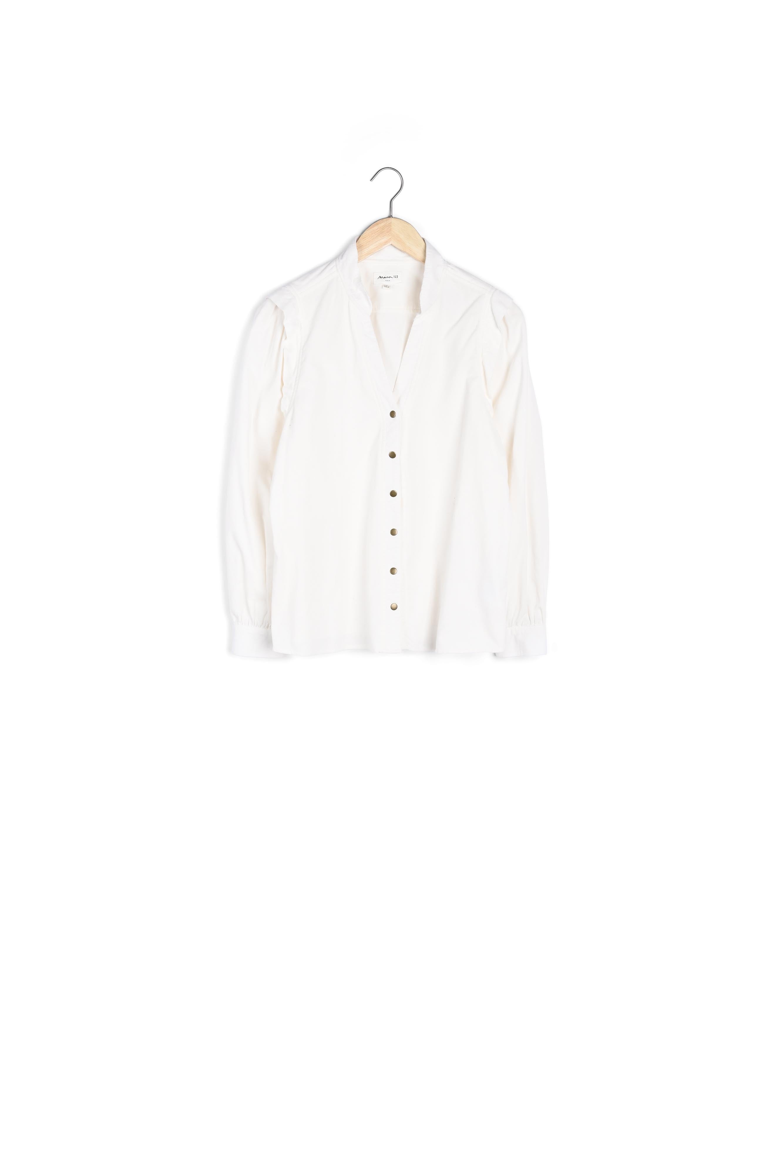 Chemise en velours milleraies de coton écru Adam Faume - seconde main