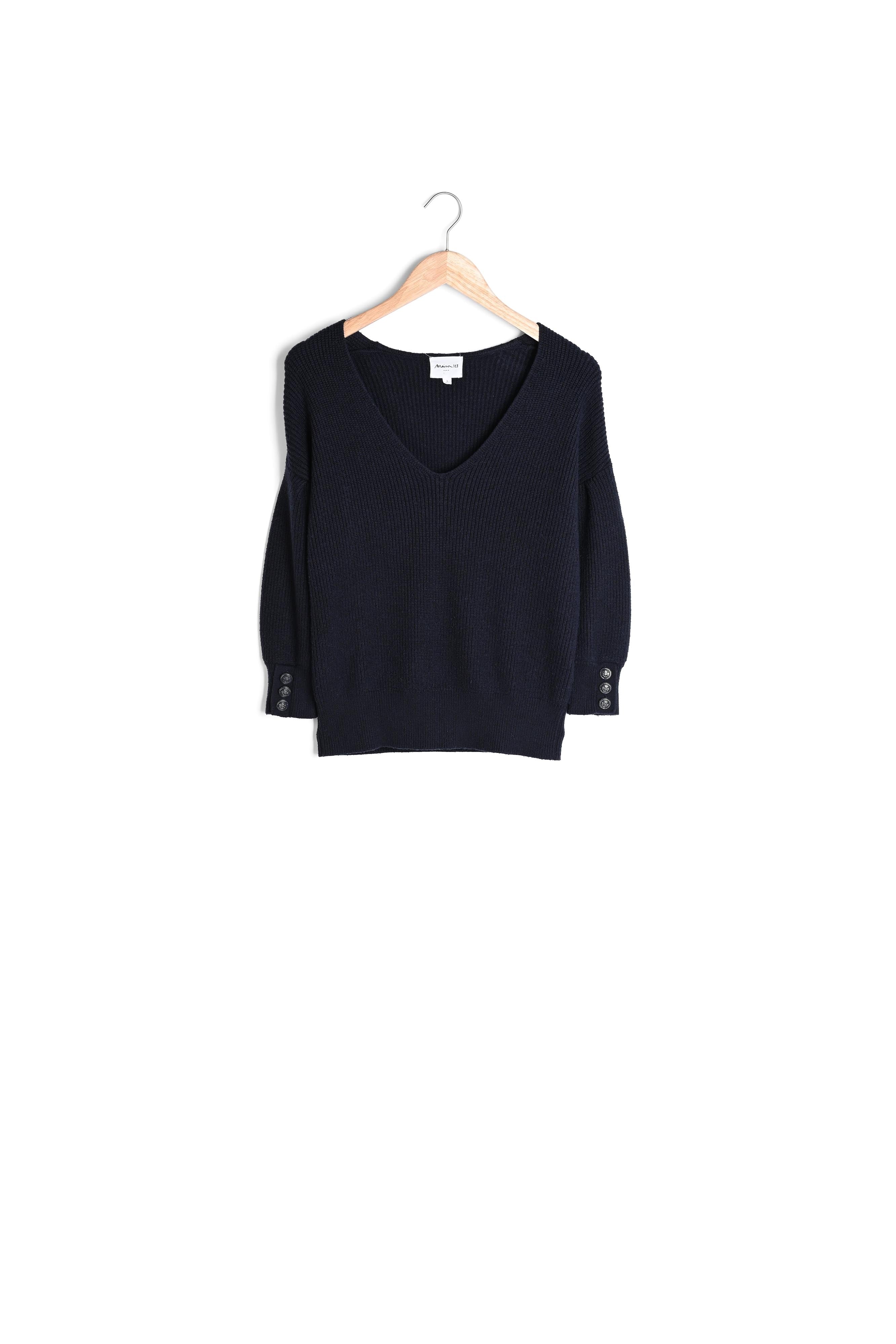 Pull au décolleté V profond marine Paraty Faume - seconde main