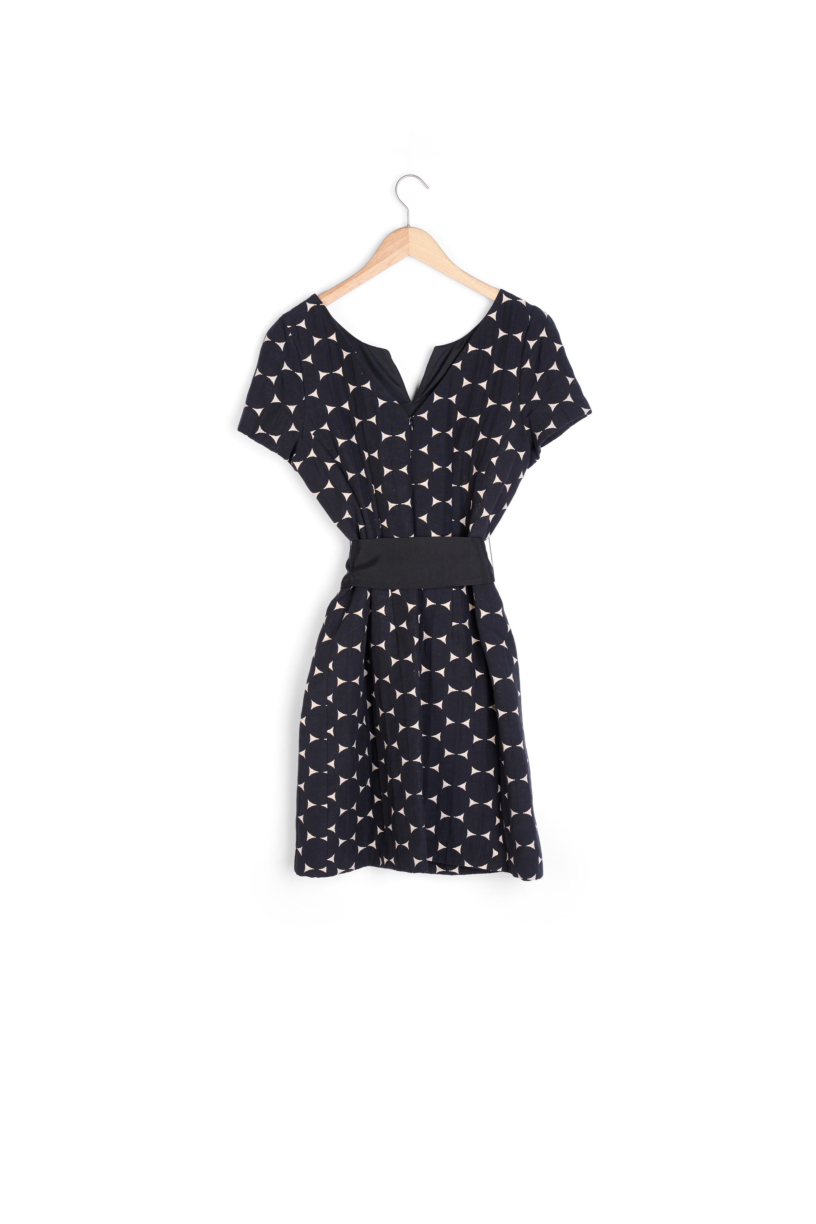 Robe noire à pois cintrée Rosine Faume - seconde main