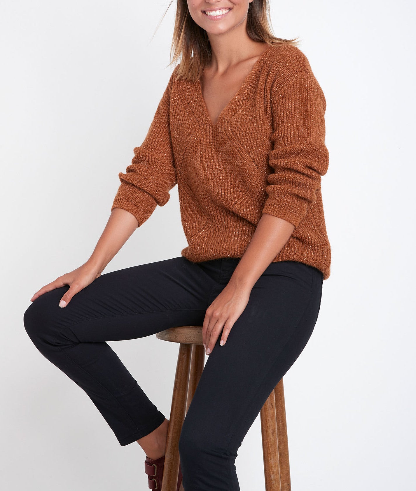 Pull en mohair mélangé tomette Ross Faume - seconde main