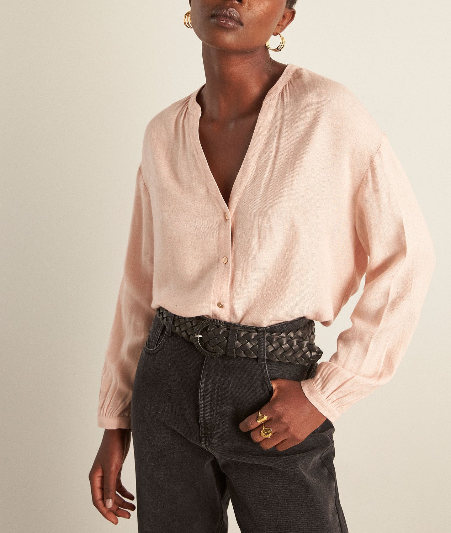 Blouse fine rose poudré Clairvy Faume - seconde main